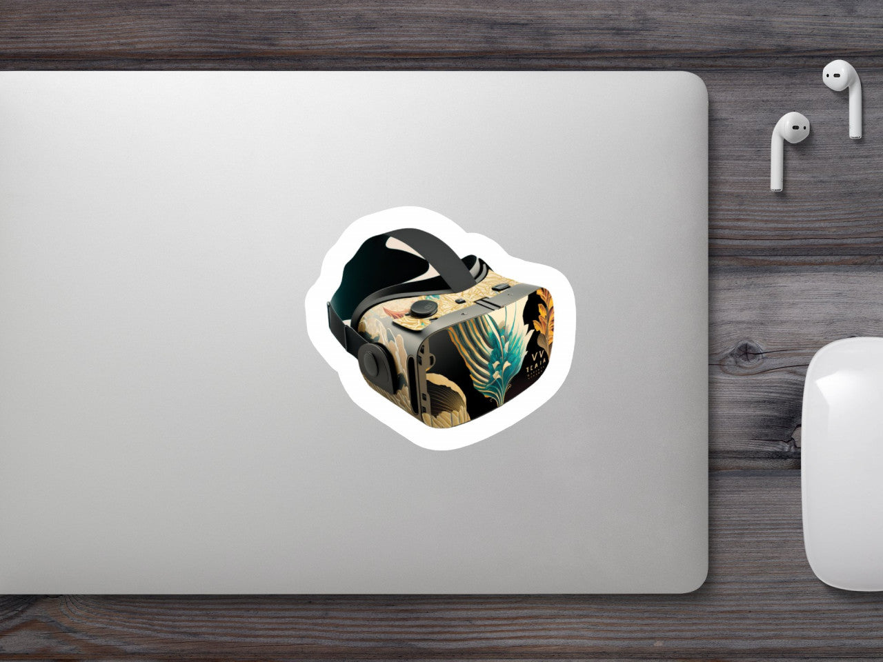 Set 4 bucati, Sticker decorativ, Ochelari vr pictati, Rezistent la apa, NO8272, 10 cm, Multicolor