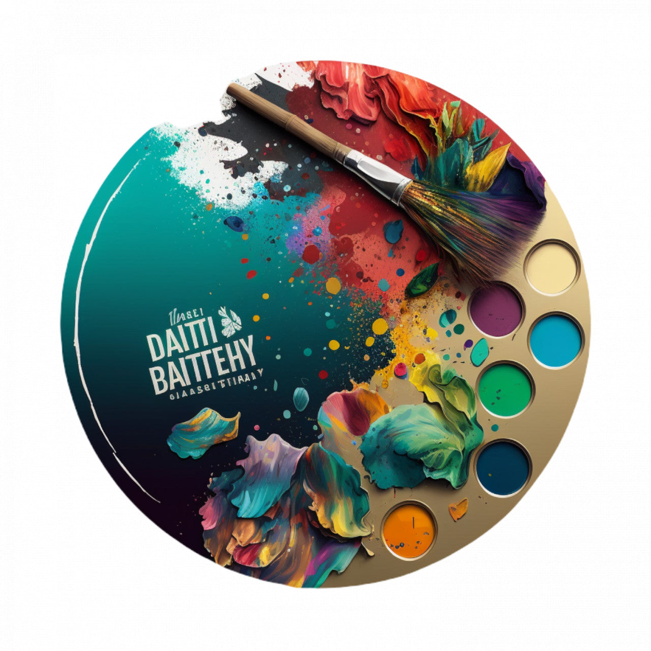 Set 4 bucati, Sticker decorativ, Paleta pentru pictura cu pensula, Rezistent la apa, NO10100, 10 cm, Multicolor