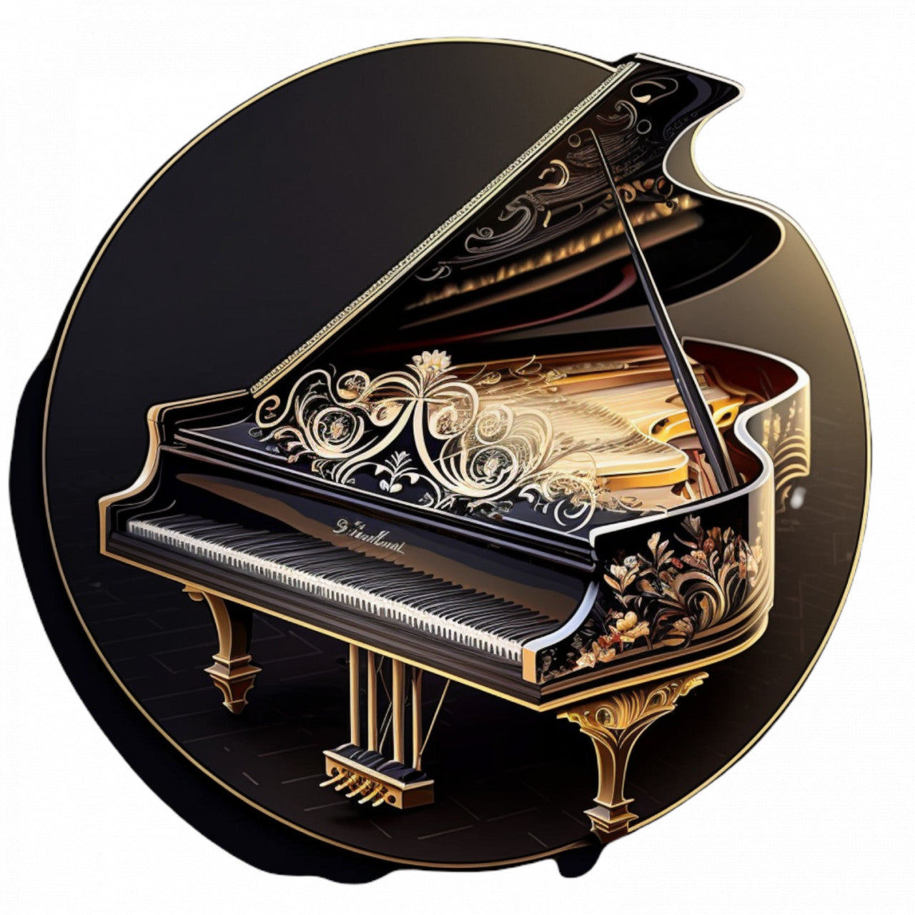 Set 4 bucati, Sticker decorativ, Pian cu motive baroc, Rezistent la apa, NO10157, 10 cm, Multicolor