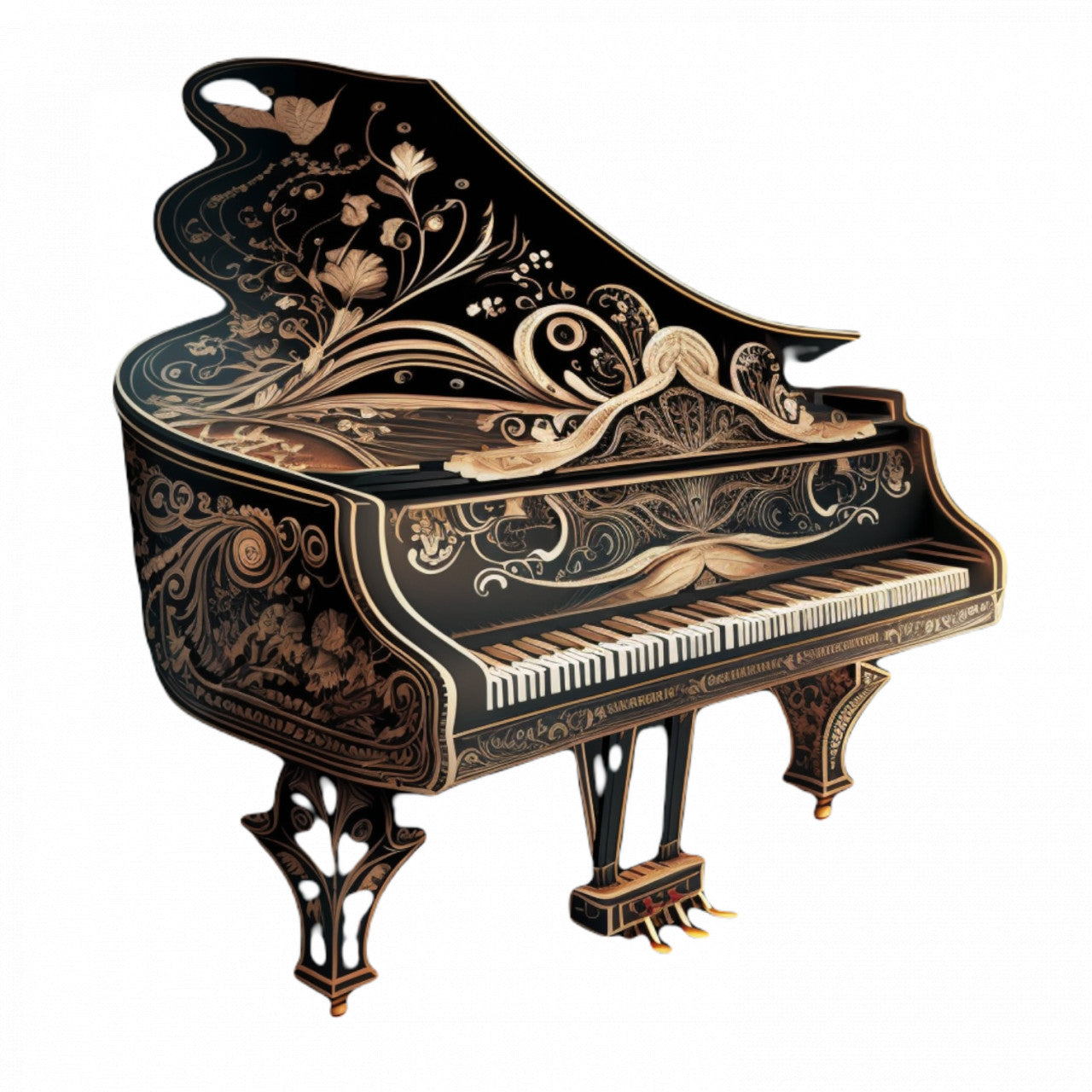 Set 4 bucati, Sticker decorativ, Pianul clasic, Rezistent la apa, NO10158, 10 cm, Multicolor