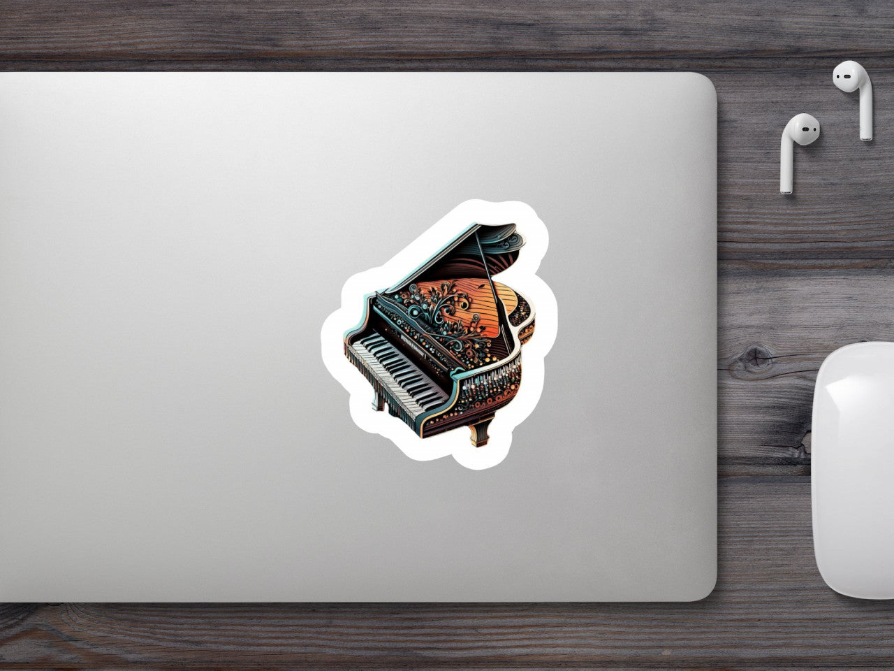 Set 4 bucati, Sticker decorativ, Pianul stilizat, Rezistent la apa, NO10160, 10 cm, Multicolor