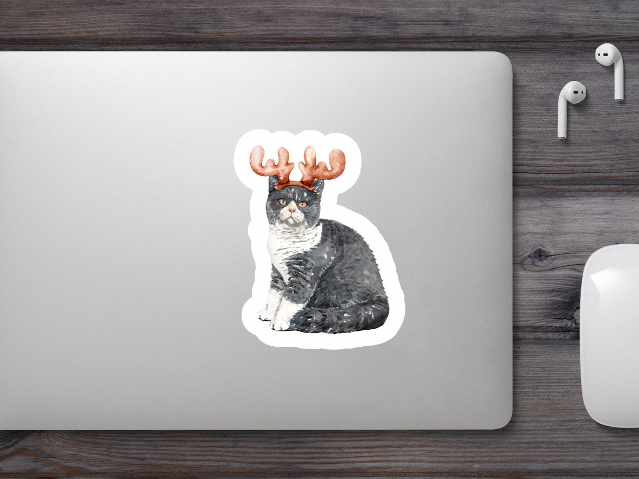 Set 4 bucati, Sticker decorativ, Pisica cu coarne, Rezistent la apa, NO10190, 10 cm, Multicolor