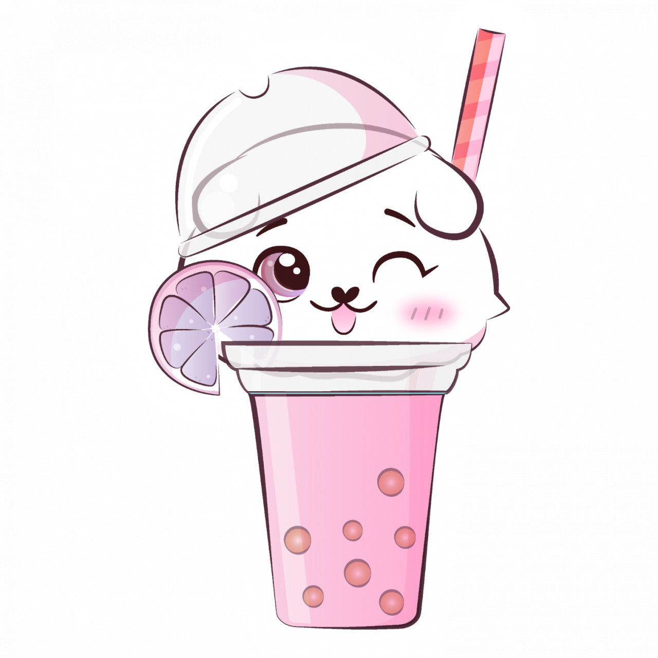 Set 4 bucati, Sticker decorativ, Pisica dulce in pahat de suc, Rezistent la apa, NO10213, 10 cm, Multicolor