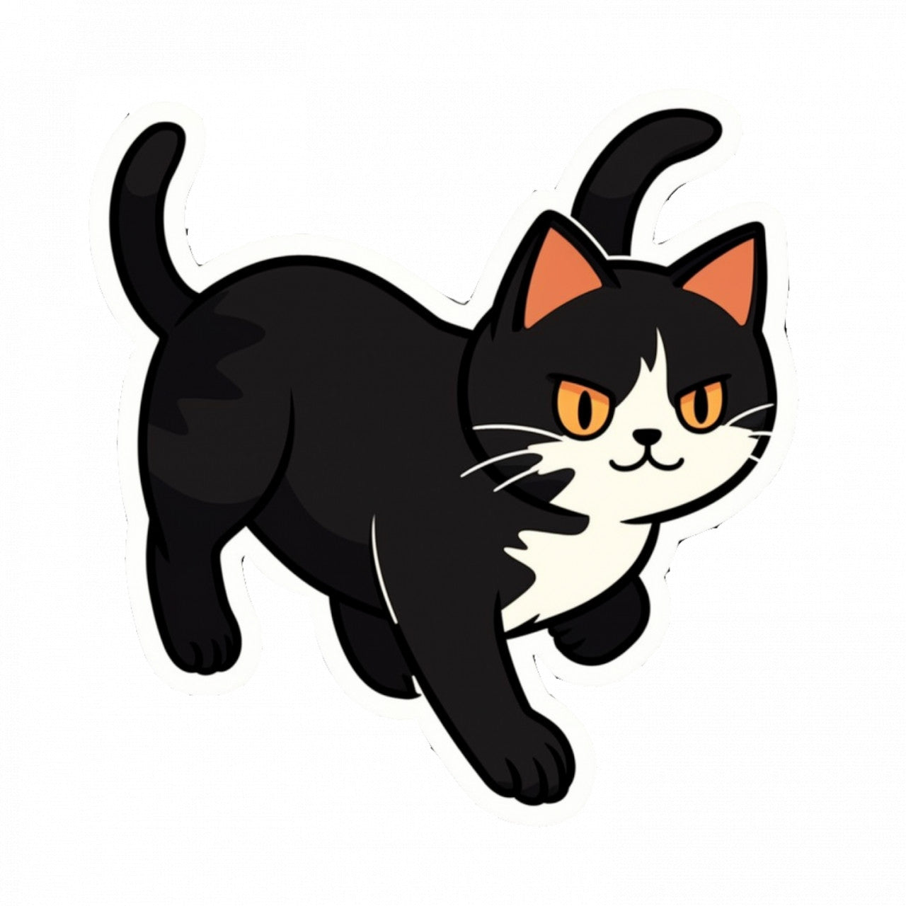 Set 4 bucati, Sticker decorativ, Pisica grasuta, Rezistent la apa, NO10222, 10 cm, Multicolor