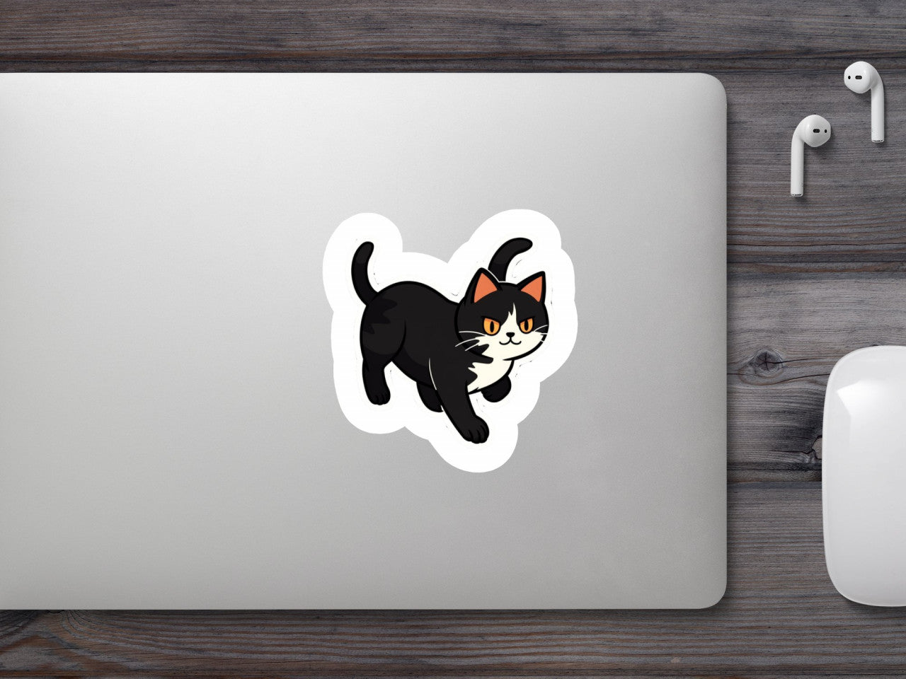 Set 4 bucati, Sticker decorativ, Pisica grasuta, Rezistent la apa, NO10222, 10 cm, Multicolor