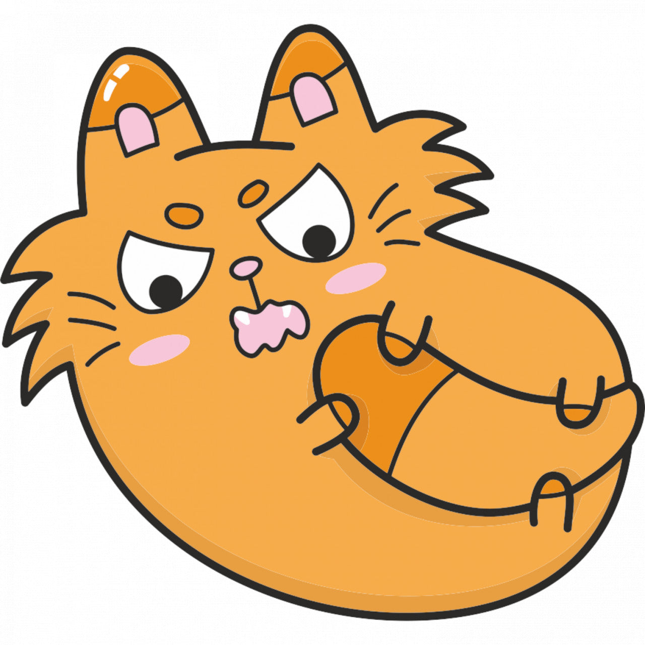 Set 4 bucati, Sticker decorativ, Pisicuta suparata, Rezistent la apa, NO7514, 10 cm, Multicolor