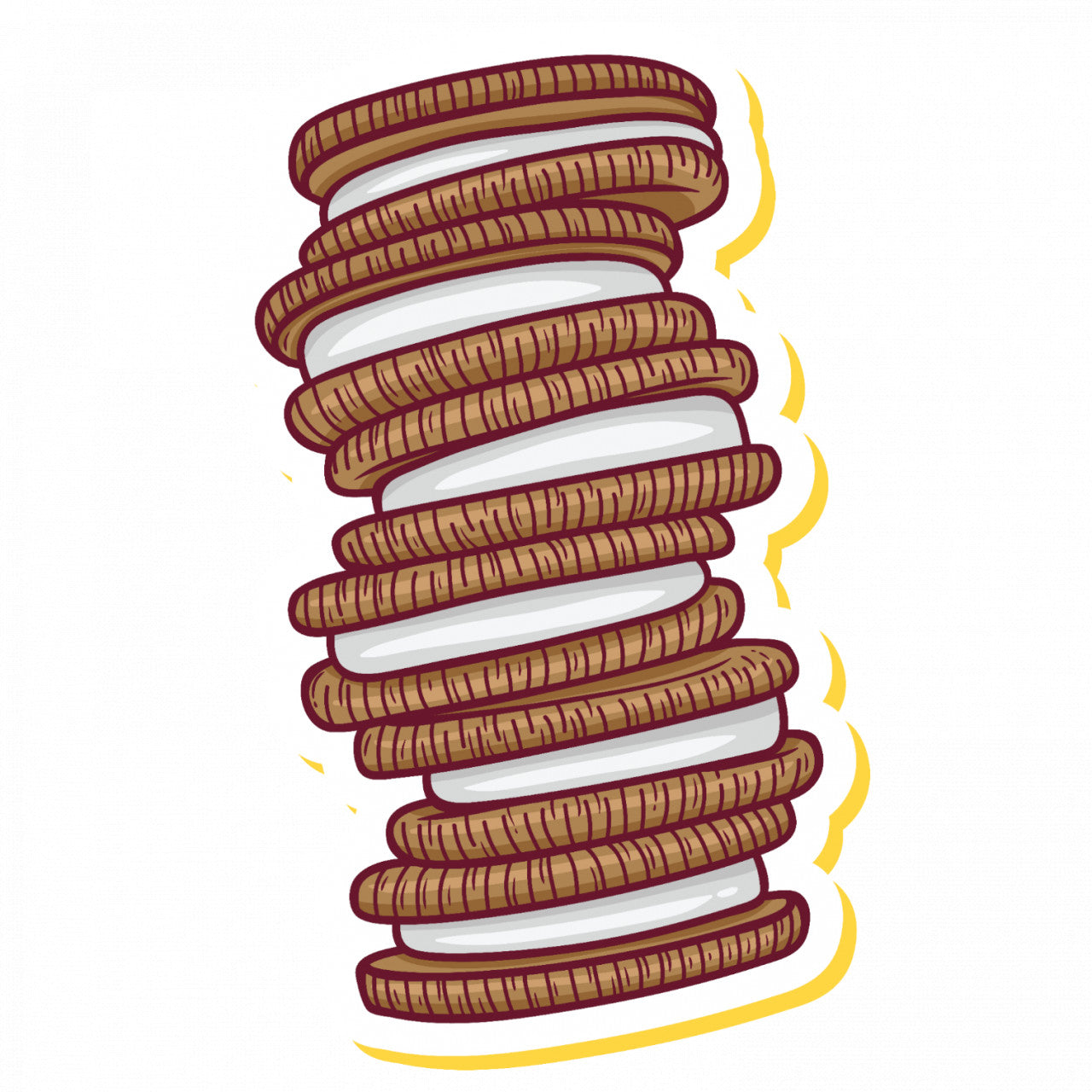 Set 4 bucati, Sticker decorativ, Prajitura sandwich, Rezistent la apa, NO7709, 10 cm, Multicolor