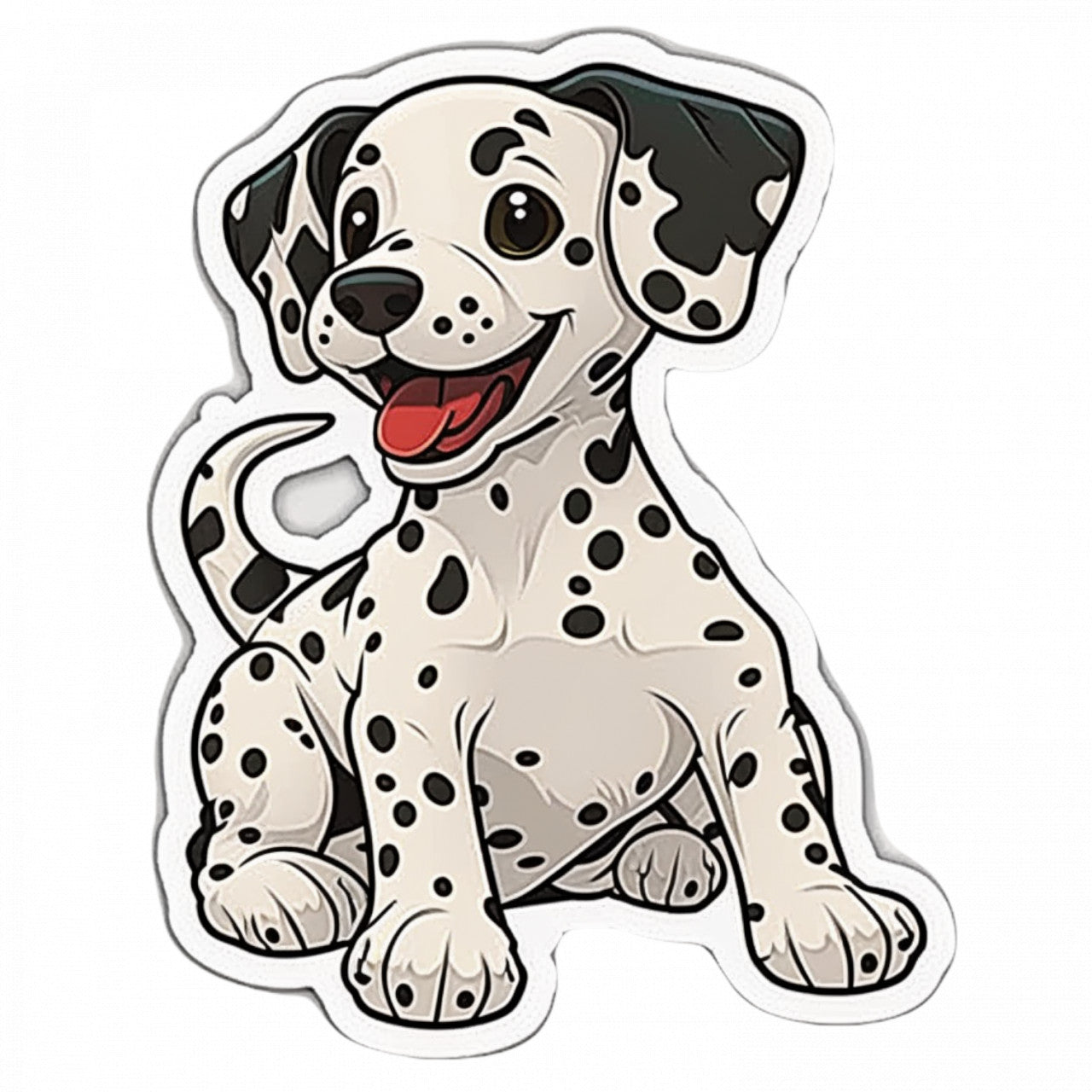 Set 4 bucati, Sticker decorativ, Pui de dalmatian jucaus, Rezistent la apa, NO7732, 10 cm, Multicolor