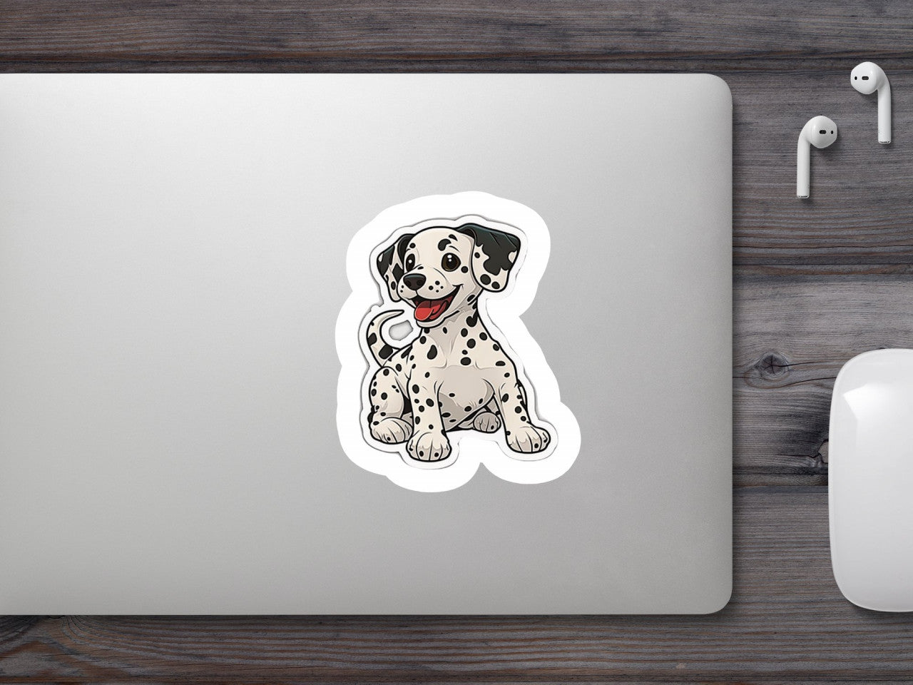 Set 4 bucati, Sticker decorativ, Pui de dalmatian jucaus, Rezistent la apa, NO7732, 10 cm, Multicolor