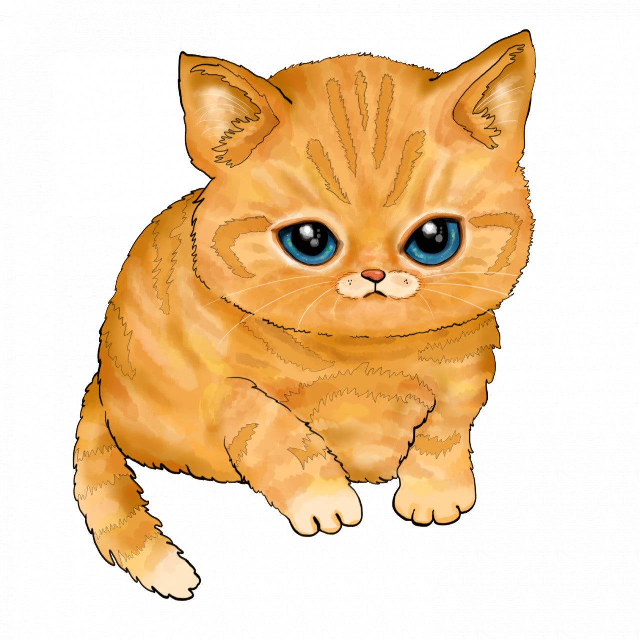 Set 4 bucati, Sticker decorativ, Pui de pisica roscat, Rezistent la apa, NO7738, 10 cm, Multicolor