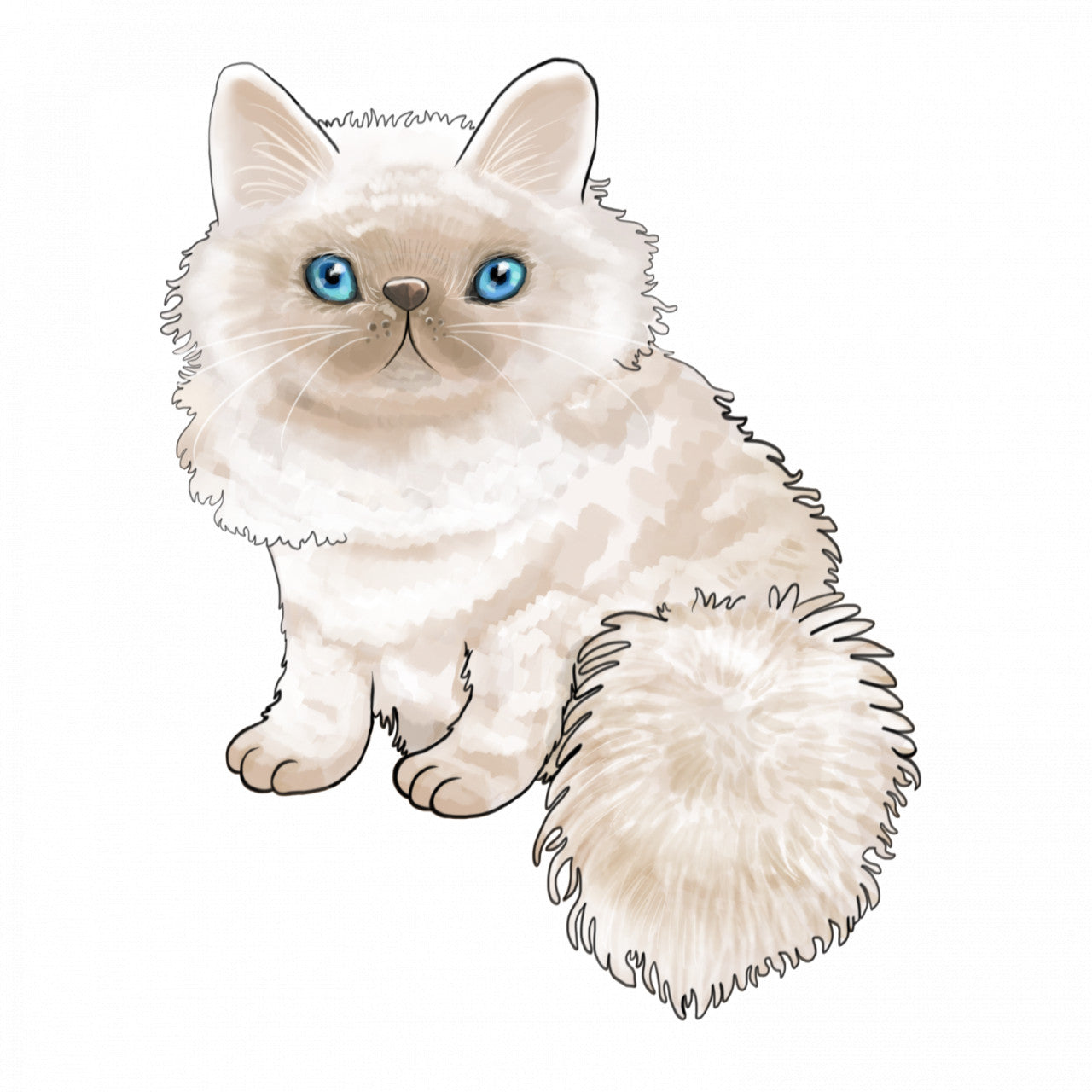 Set 4 bucati, Sticker decorativ, Pui de pisica stufoasa, Rezistent la apa, NO7739, 10 cm, Multicolor