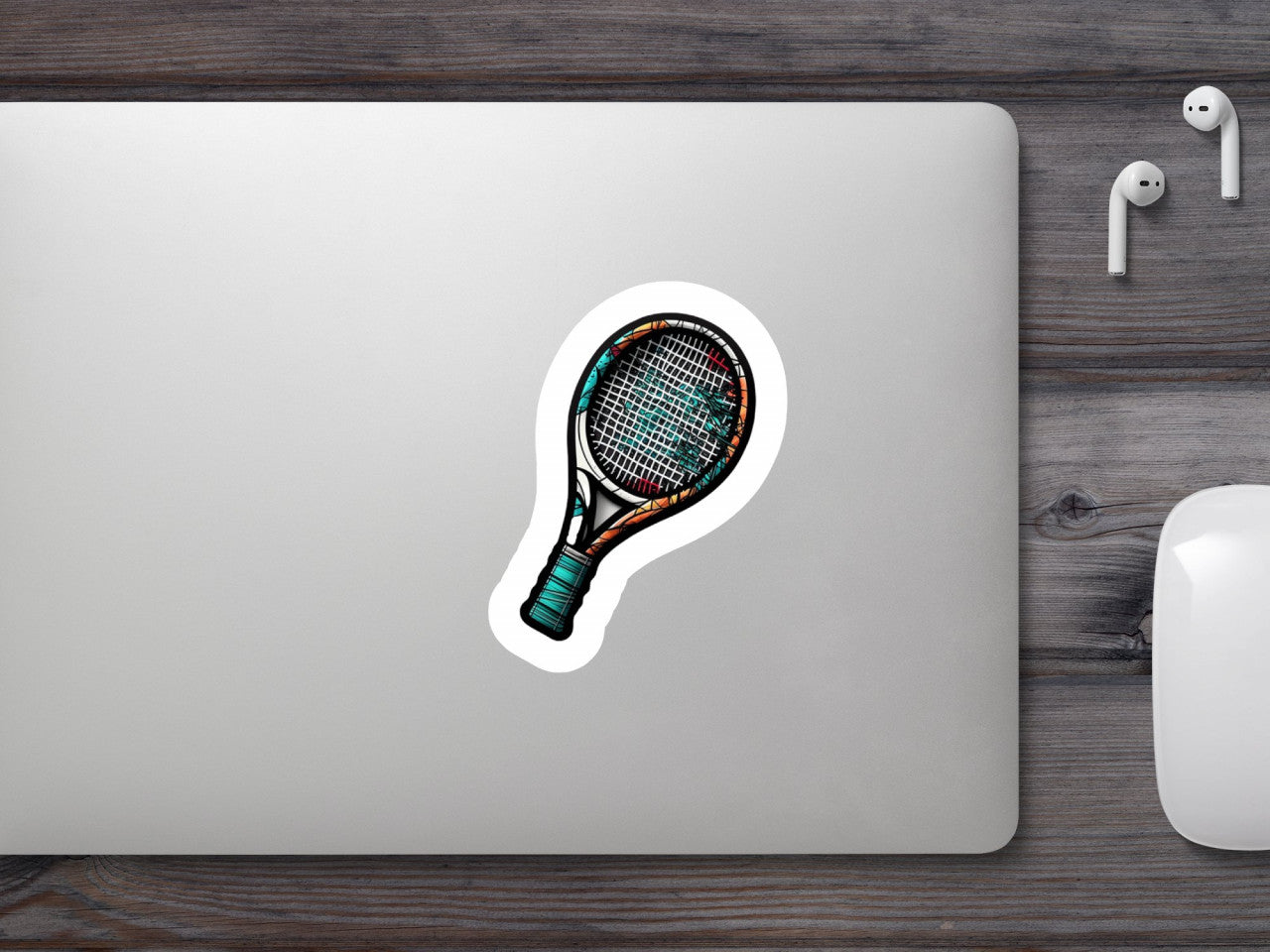 Set 4 bucati, Sticker decorativ, Racheta de tenis, Rezistent la apa, NO7750, 10 cm, Multicolor