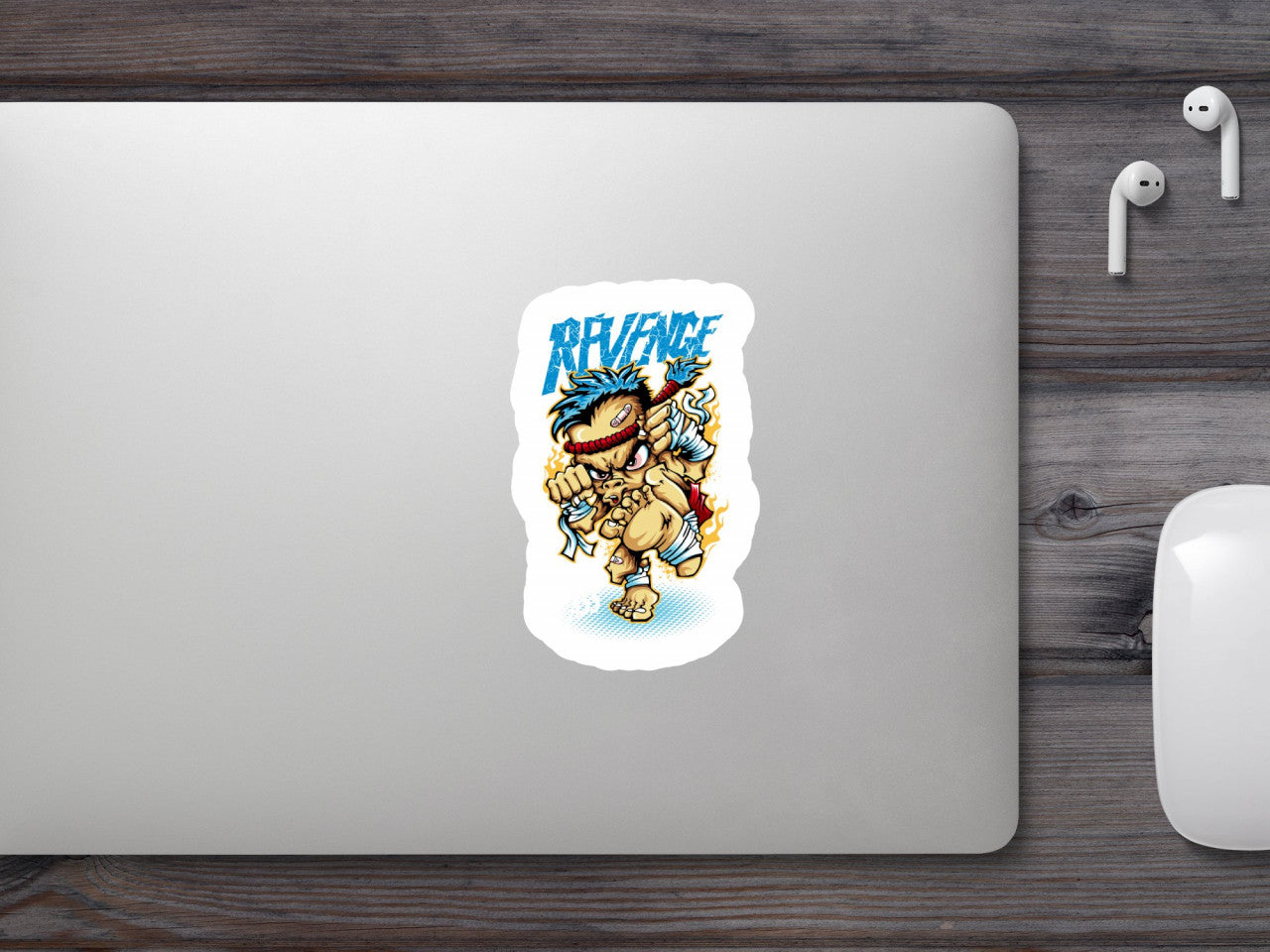 Set 4 bucati, Sticker decorativ, Revange kick my ass, Rezistent la apa, NO7771, 10 cm, Multicolor