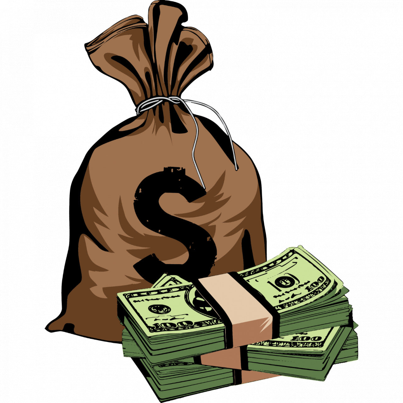 Set 4 bucati, Sticker decorativ, Sacul cu bani, Rezistent la apa, NO7876, 10 cm, Multicolor