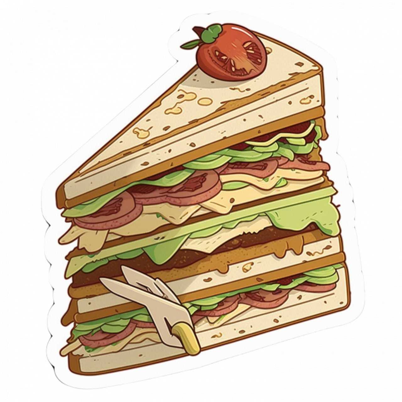 Set 4 bucati, Sticker decorativ, Sandwich mega, Rezistent la apa, NO7883, 10 cm, Multicolor