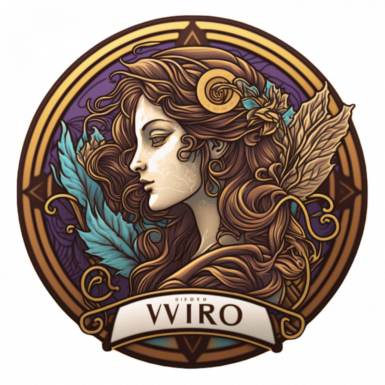 Set 4 bucati, Sticker decorativ, Semn zodiacal pentru zodia Fecioara, Rezistent la apa, NO8439, 10 cm, Multicolor