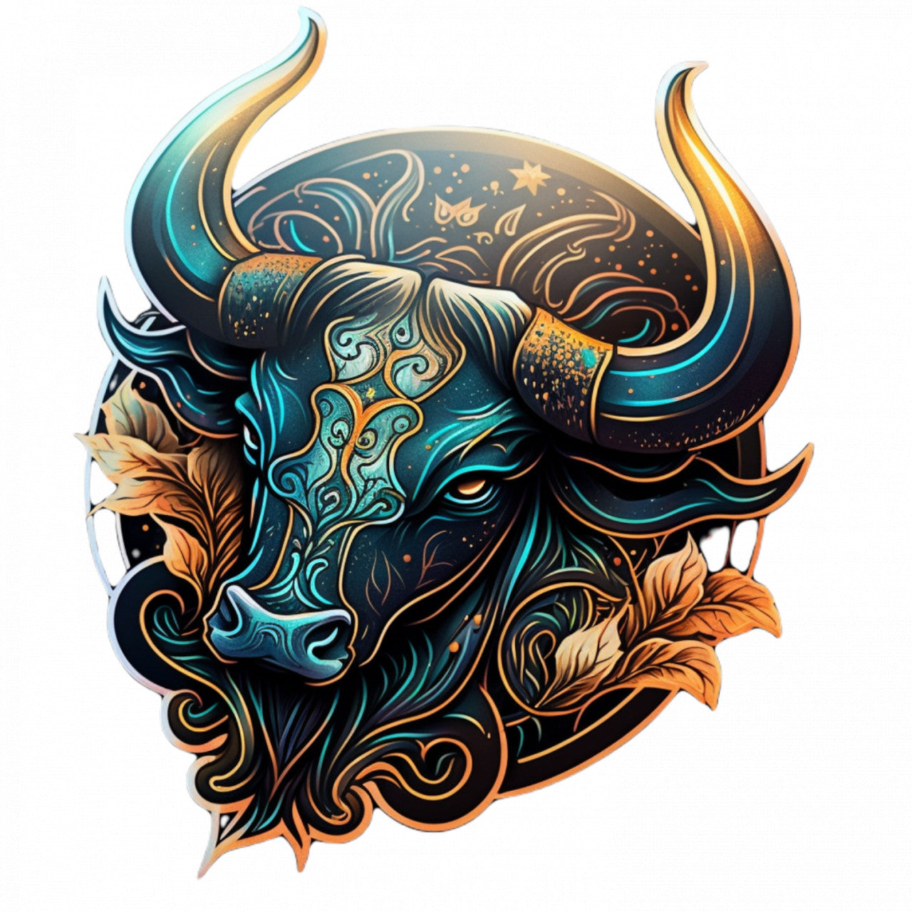 Set 4 bucati, Sticker decorativ, Semn zodiacal pentru zodia Taur, Rezistent la apa, NO8329, 10 cm, Multicolor