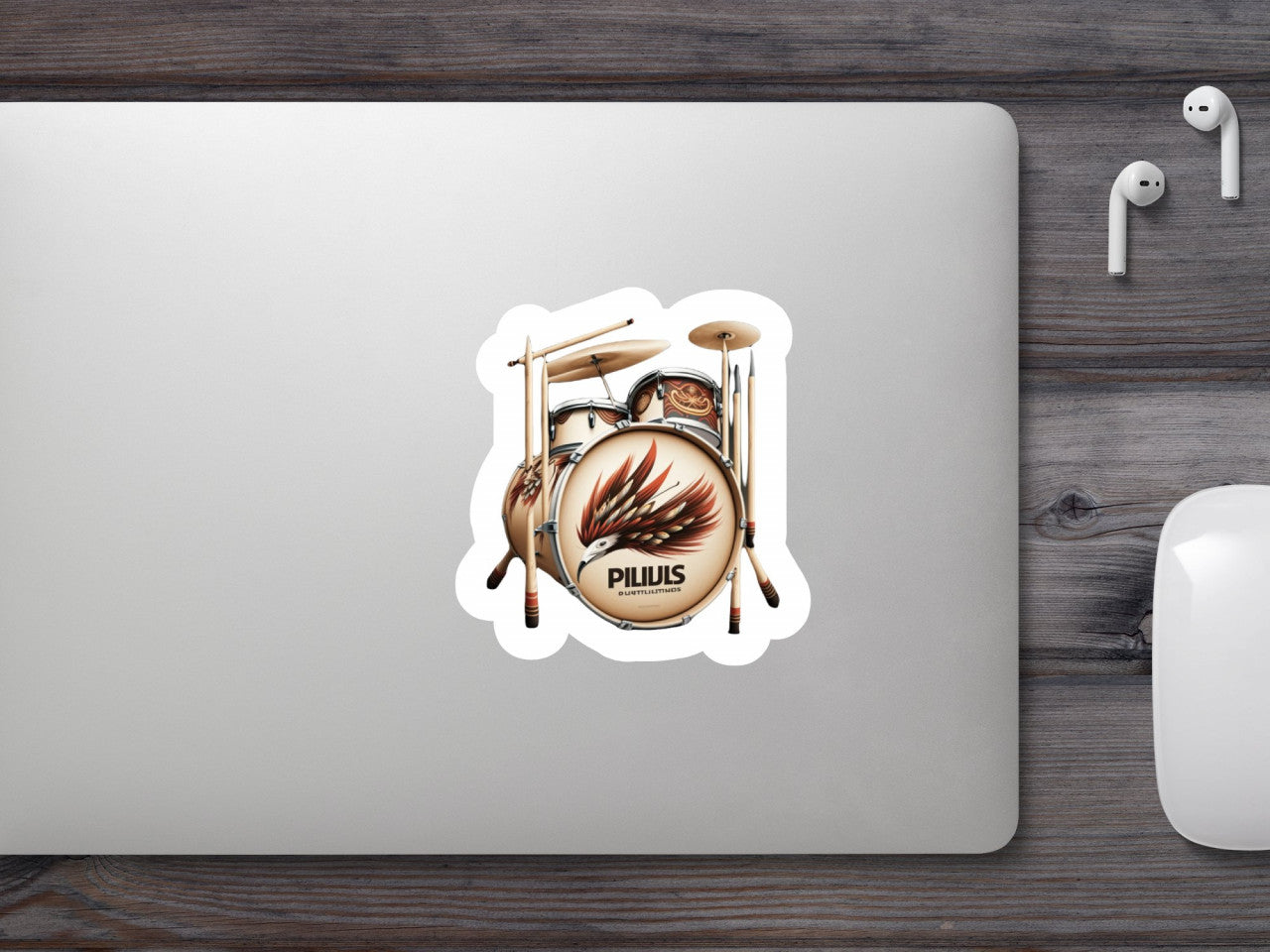 Set 4 bucati, Sticker decorativ, Set de tobe clasice, Rezistent la apa, NO7830, 10 cm, Multicolor