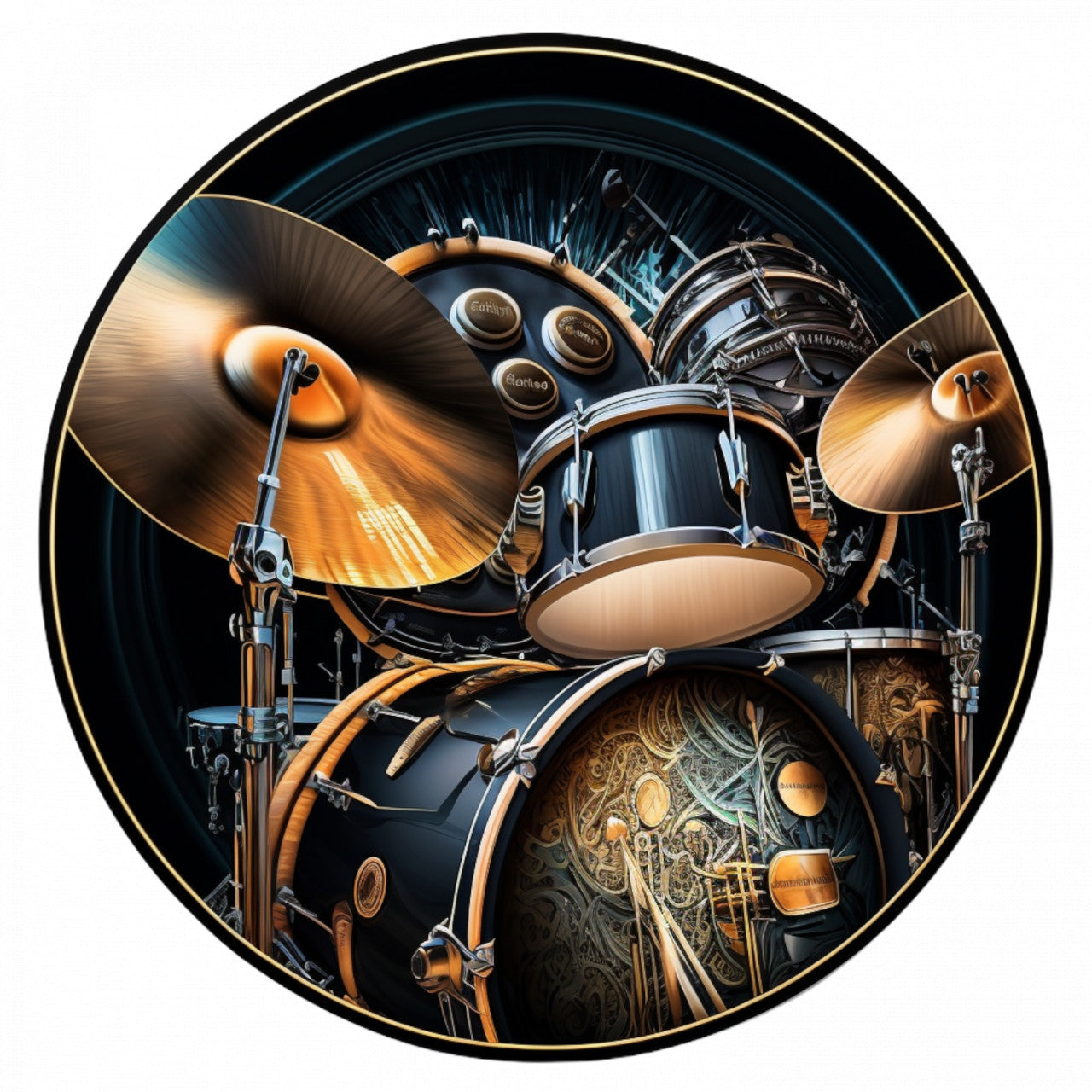 Set 4 bucati, Sticker decorativ, Set de tobe imense, Rezistent la apa, NO8447, 10 cm, Multicolor