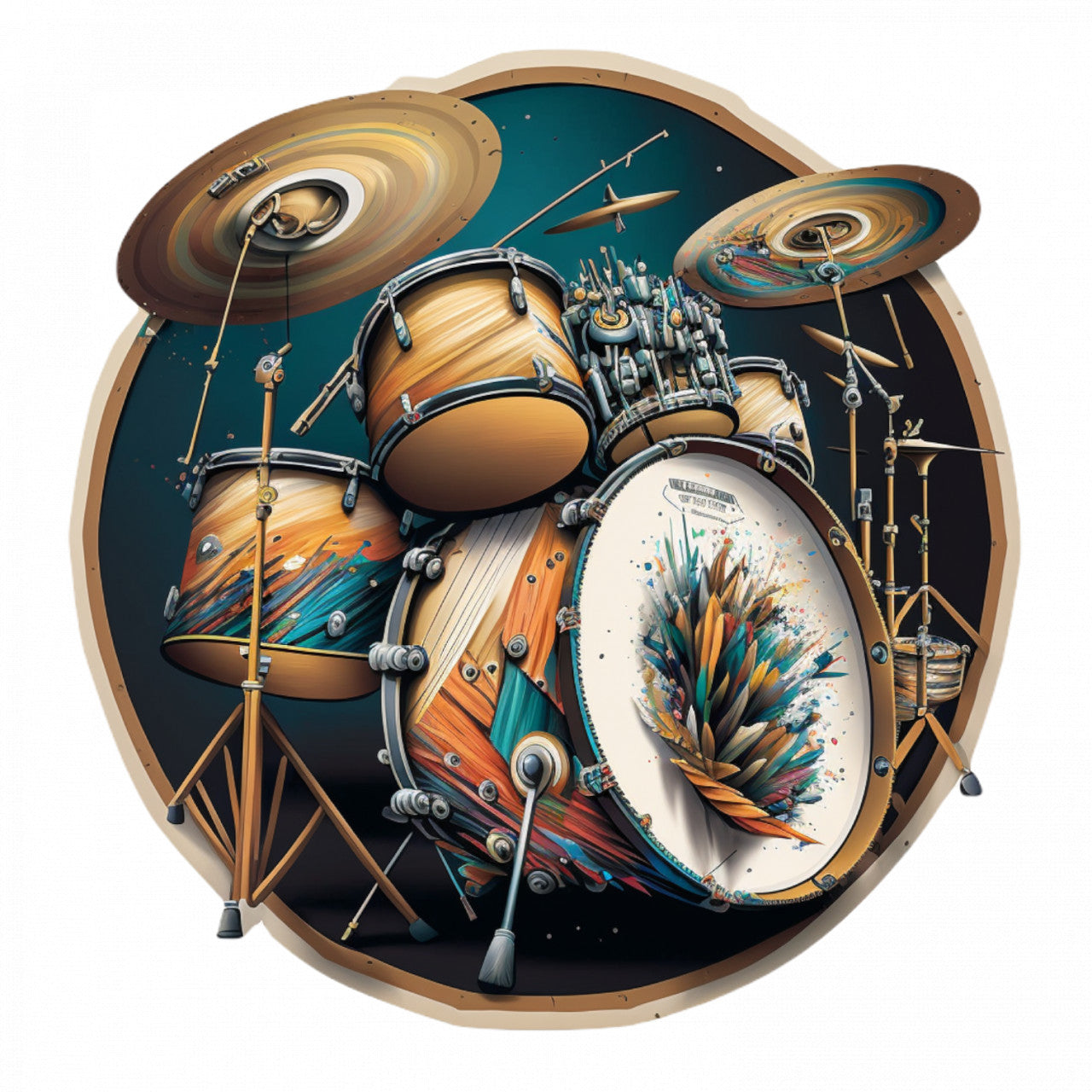 Set 4 bucati, Sticker decorativ, Set de tobe nebune, Rezistent la apa, NO9937, 10 cm, Multicolor