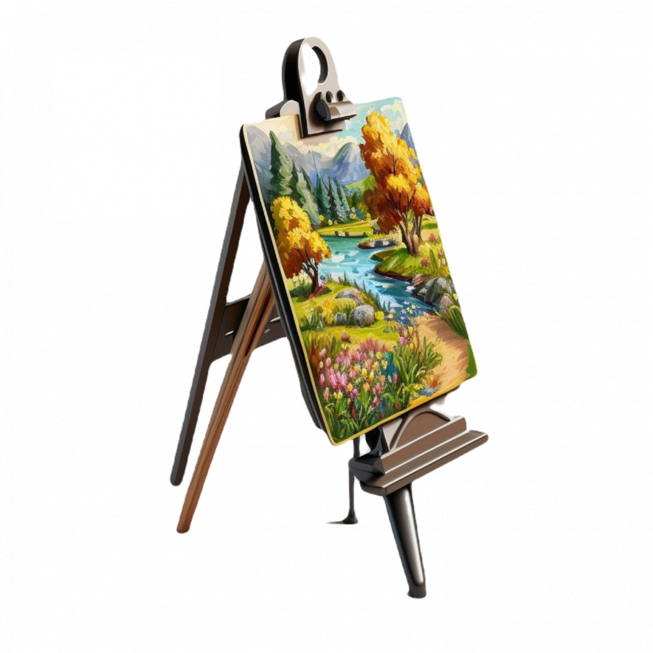 Set 4 bucati, Sticker decorativ, Sevalet cu peisaj, Rezistent la apa, NO8332, 10 cm, Multicolor