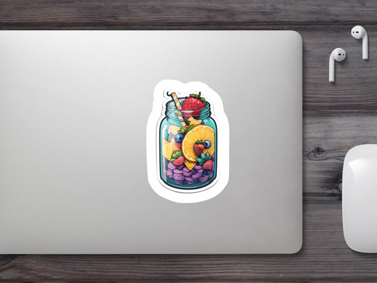 Set 4 bucati, Sticker decorativ, Smoothie cu fructe, Rezistent la apa, NO9615, 10 cm, Multicolor