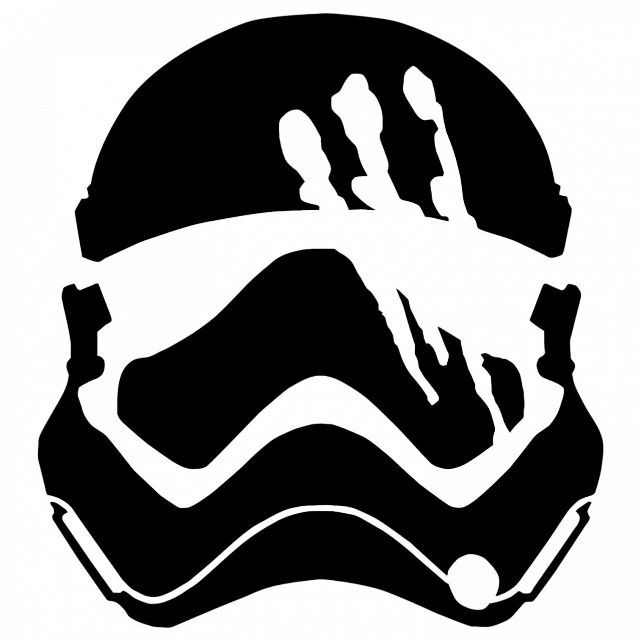 Set 4 bucati, Sticker decorativ, Star Wars casca zgariata, Rezistent la apa, NO8557, 10 cm, Multicolor