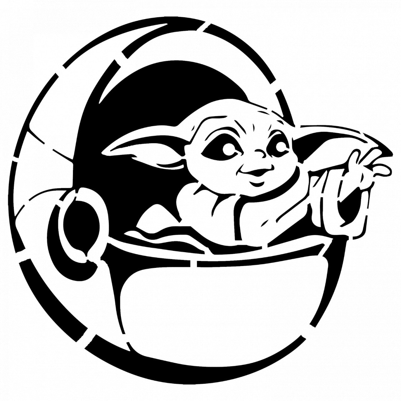 Set 4 bucati, Sticker decorativ, Star wars Yoda copil in patut, Rezistent la apa, NO8430, 10 cm, Multicolor