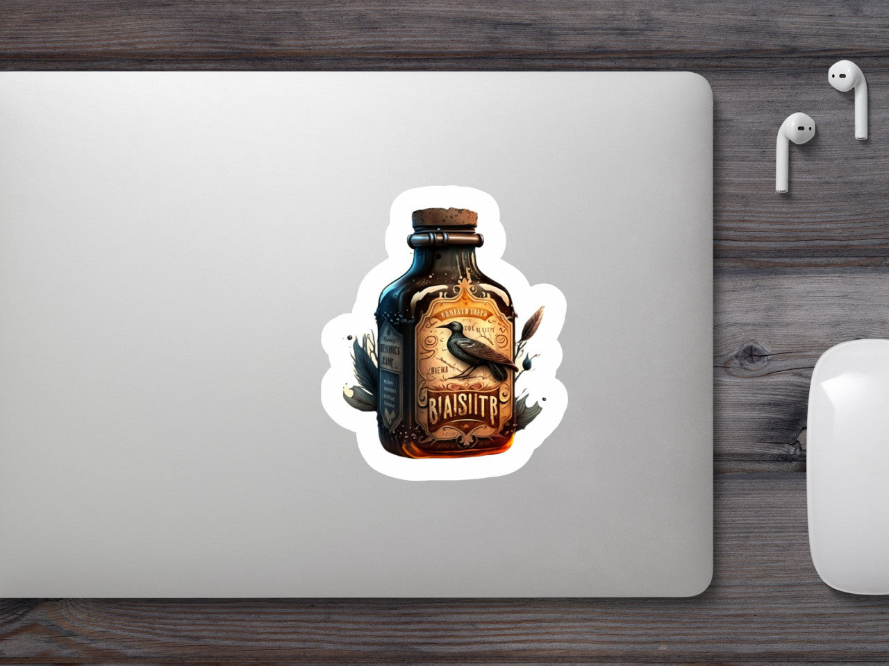 Set 4 bucati, Sticker decorativ, Sticla de cerneala retro, Rezistent la apa, NO7832, 10 cm, Multicolor