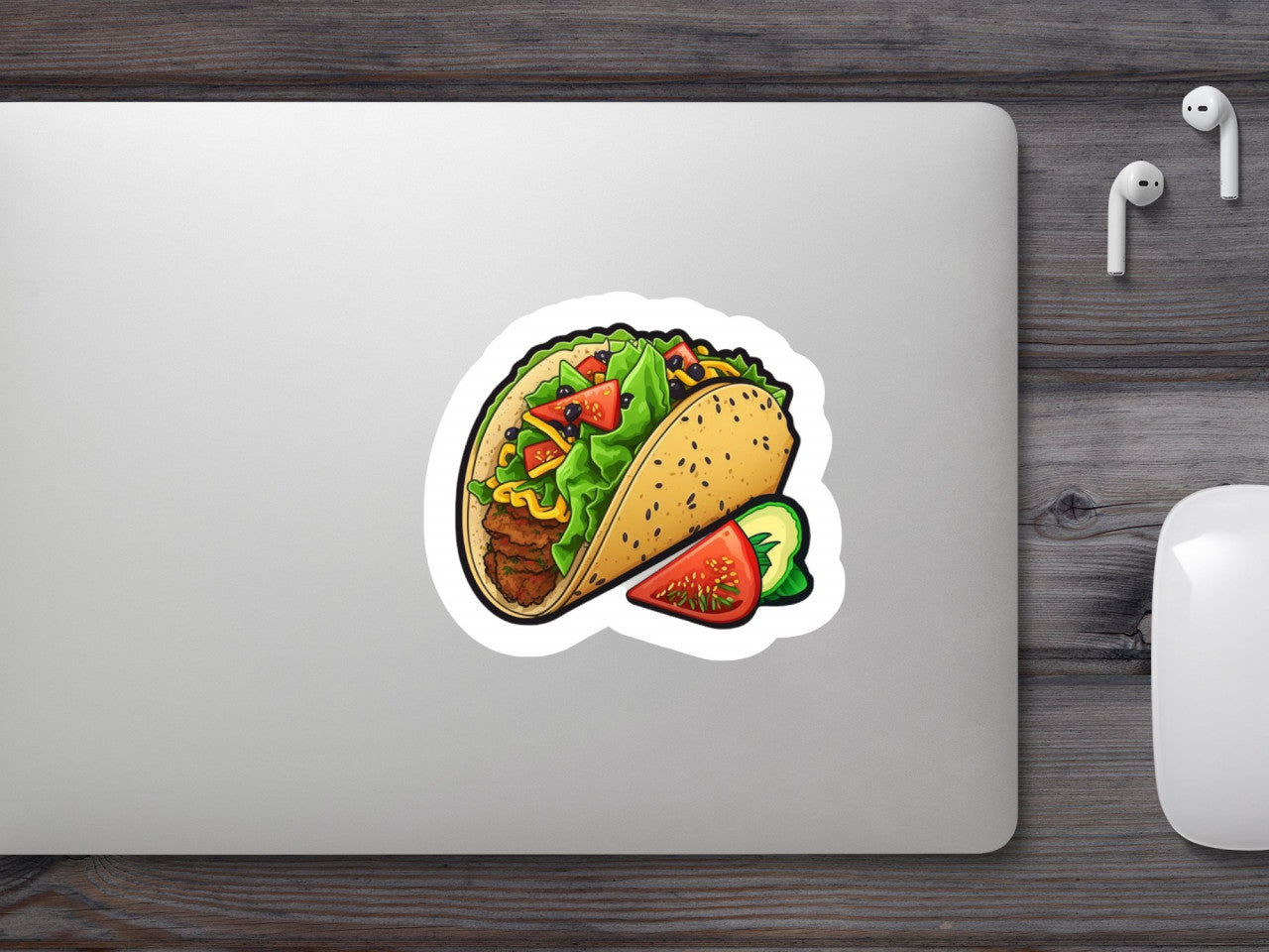 Set 4 bucati, Sticker decorativ, Tacos, Rezistent la apa, NO8382, 10 cm, Multicolor