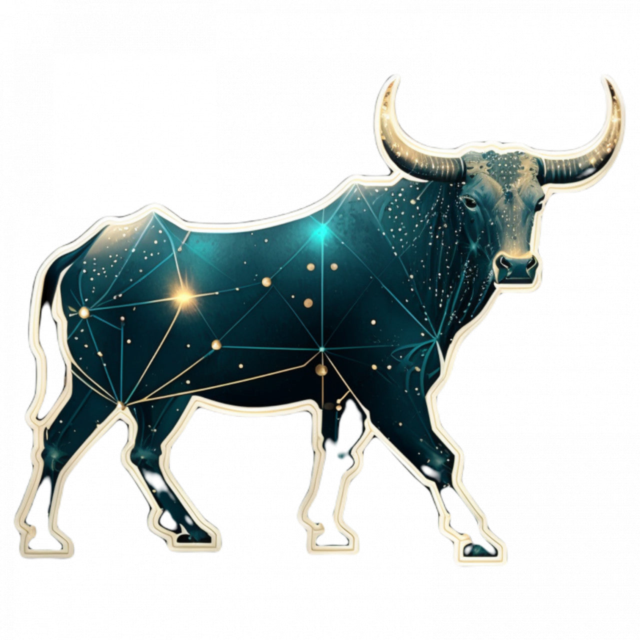 Set 4 bucati, Sticker decorativ, Taur semn zodiacal, Rezistent la apa, NO9113, 10 cm, Multicolor