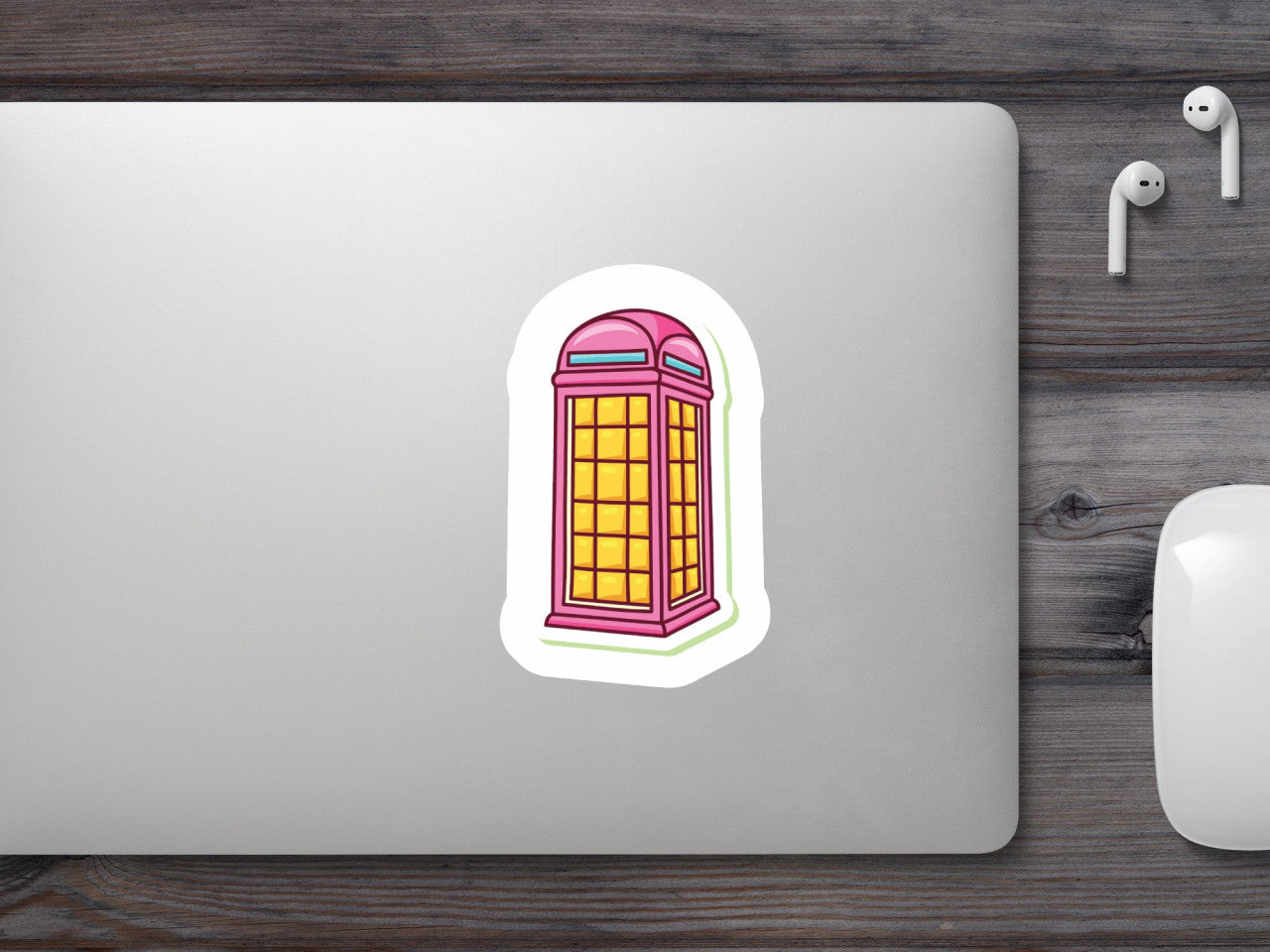 Set 4 bucati, Sticker decorativ, Telefon londonez, Rezistent la apa, NO8946, 10 cm, Multicolor