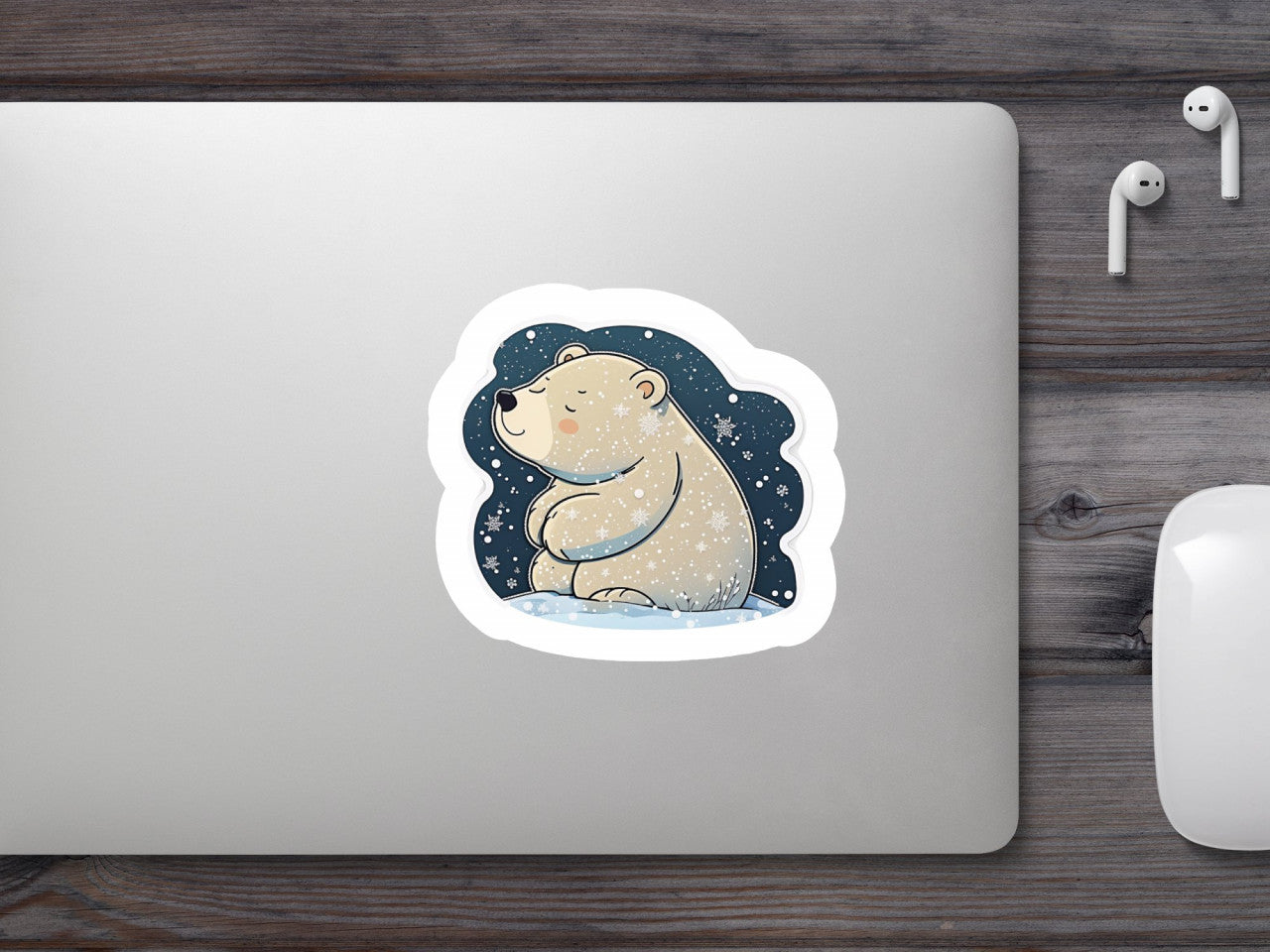 Set 4 bucati, Sticker decorativ, Urs polar pe zapada, Rezistent la apa, NO7891, 10 cm, Multicolor