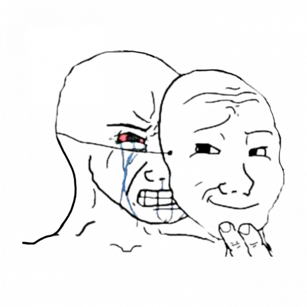 Set 4 bucati, Sticker decorativ, Wojak plangand Meme, Rezistent la apa, NO9632, 10 cm, Multicolor