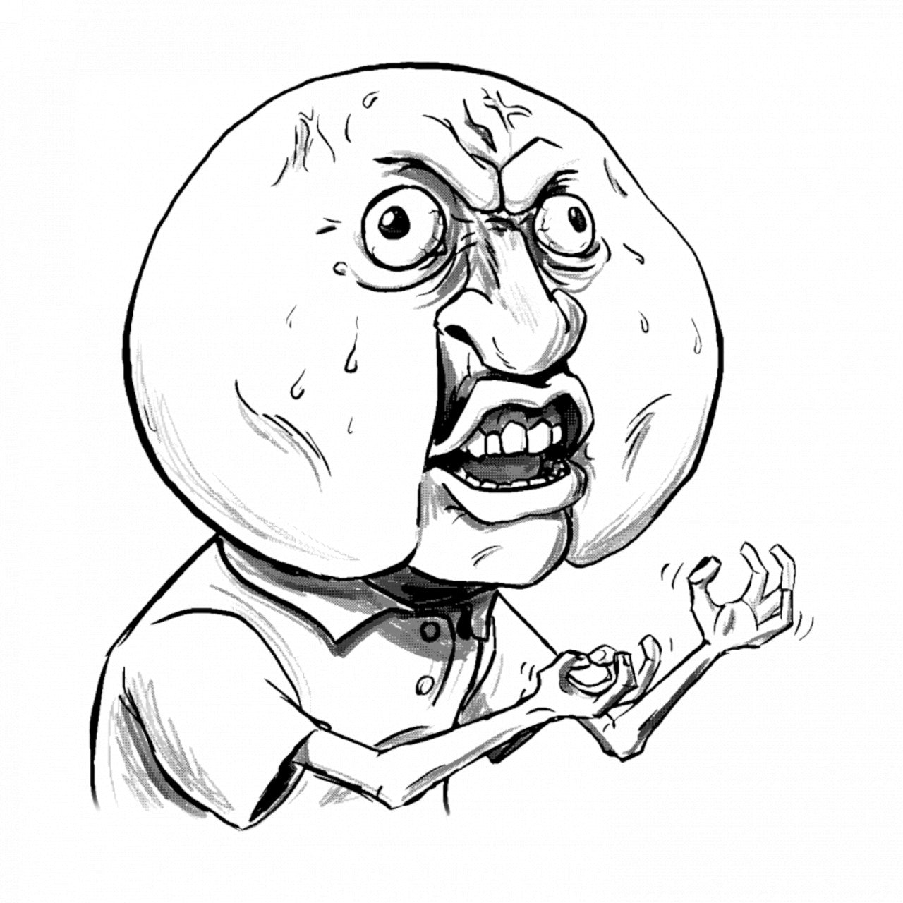 Set 4 bucati, Sticker decorativ, Y U NO Fata de Troll Meme, Rezistent la apa, NO8391, 10 cm, Multicolor