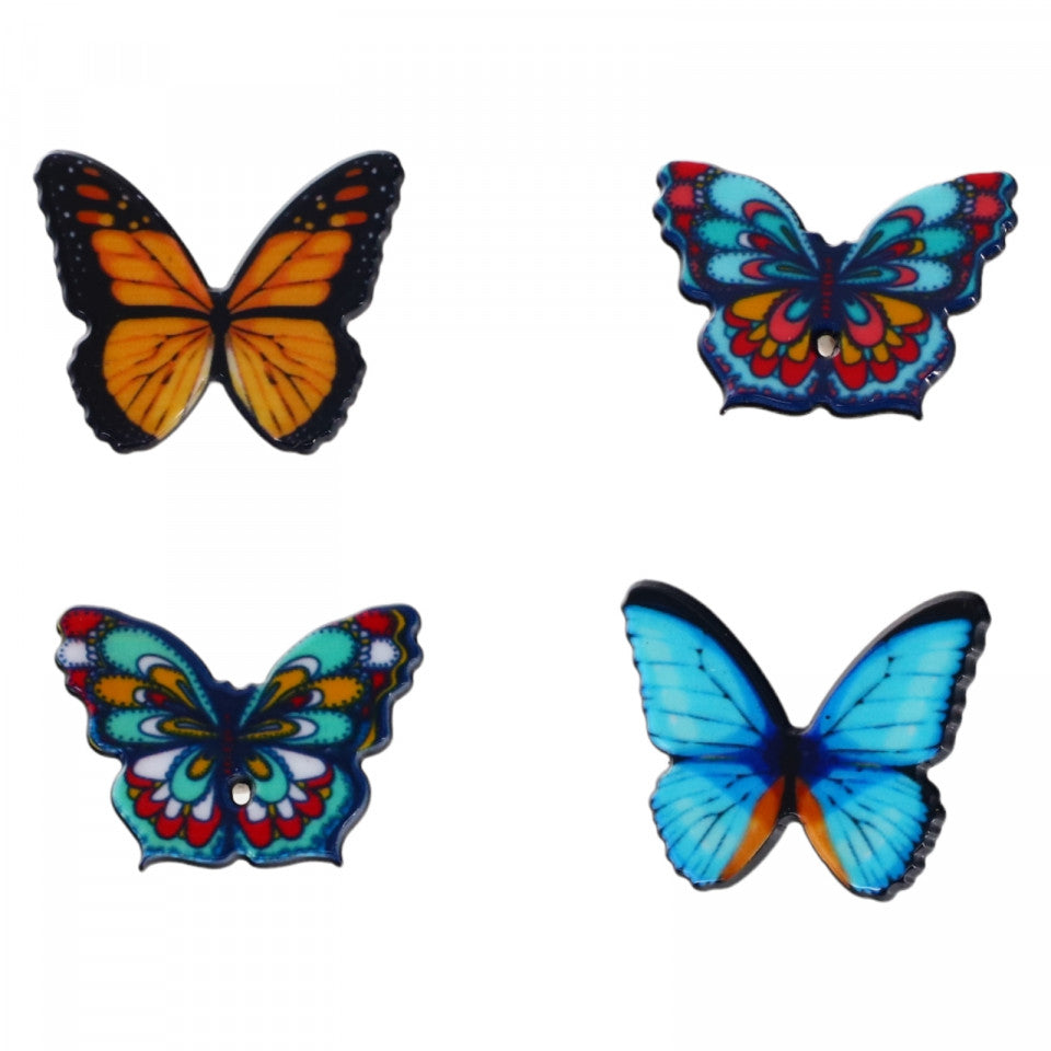 Set 4 insigne amuzante, Fluturi, NO941, 3.5 cm, Multicolor