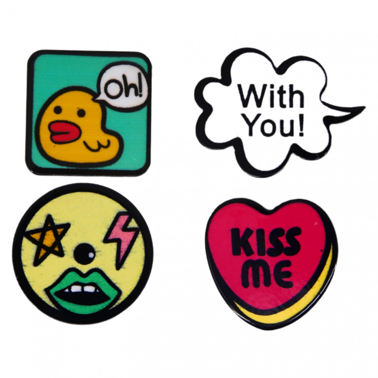 Set 4 Insigne amuzate, NO176, 2 - 3 cm, Multicolor