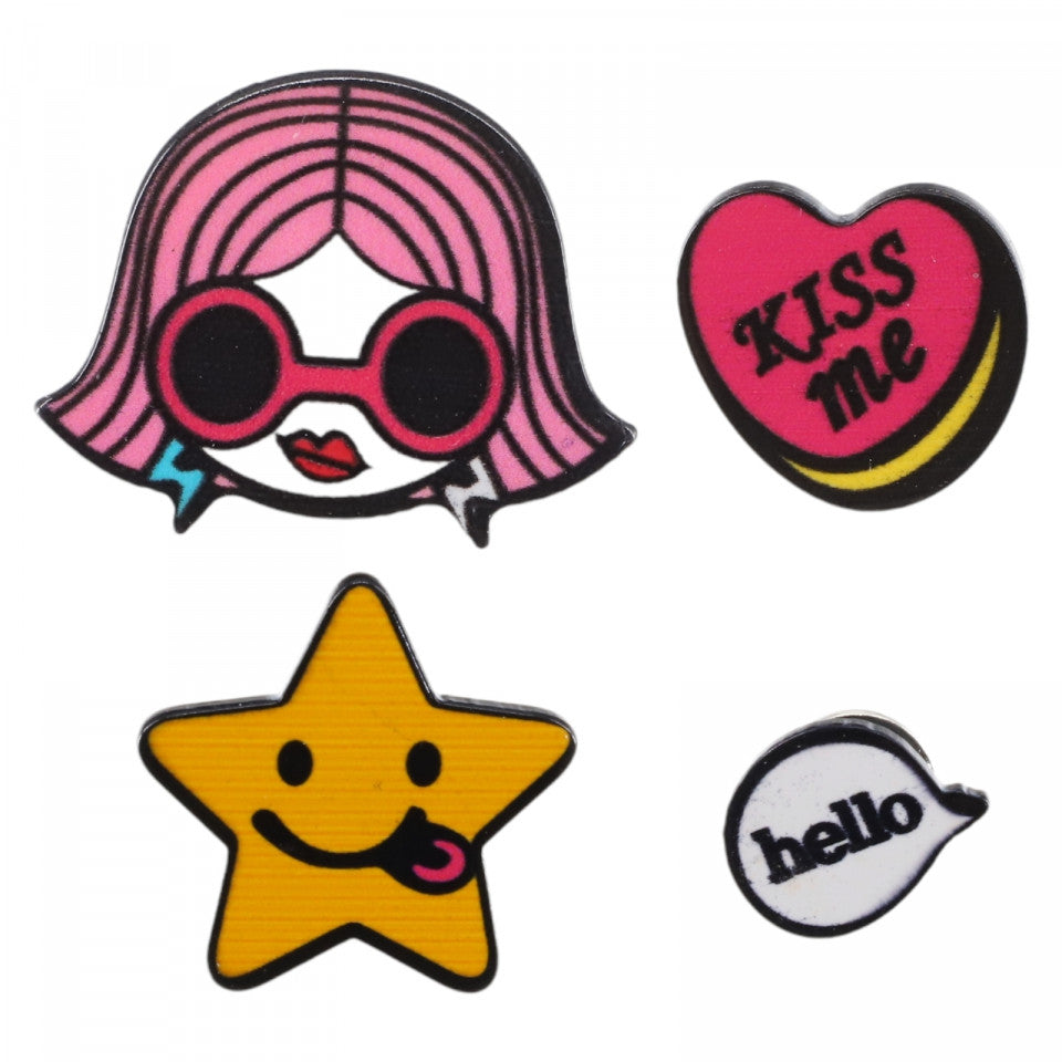 Set 4 Insigne amuzate, NO1955, Multicolor