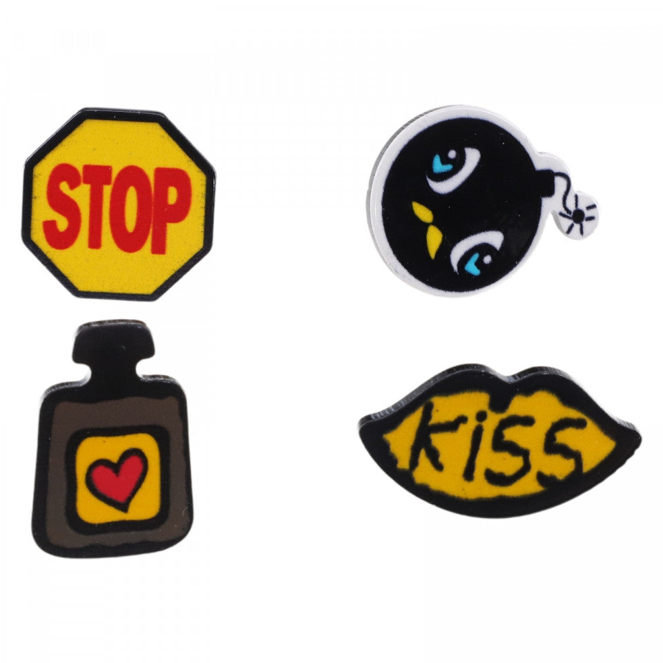 Set 4 Insigne amuzate, NO1960, Multicolor