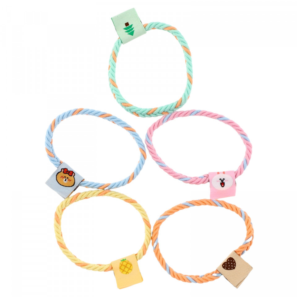 Set 5 bucati, Elastice de par, model impletit, 5.5 cm, Multicolor