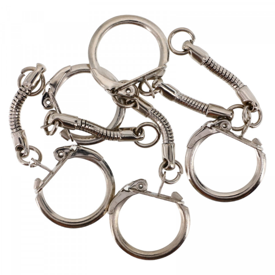 Set 5 bucati, inel de chei, Agatatoare, NO443, 2 cm, Argintiu