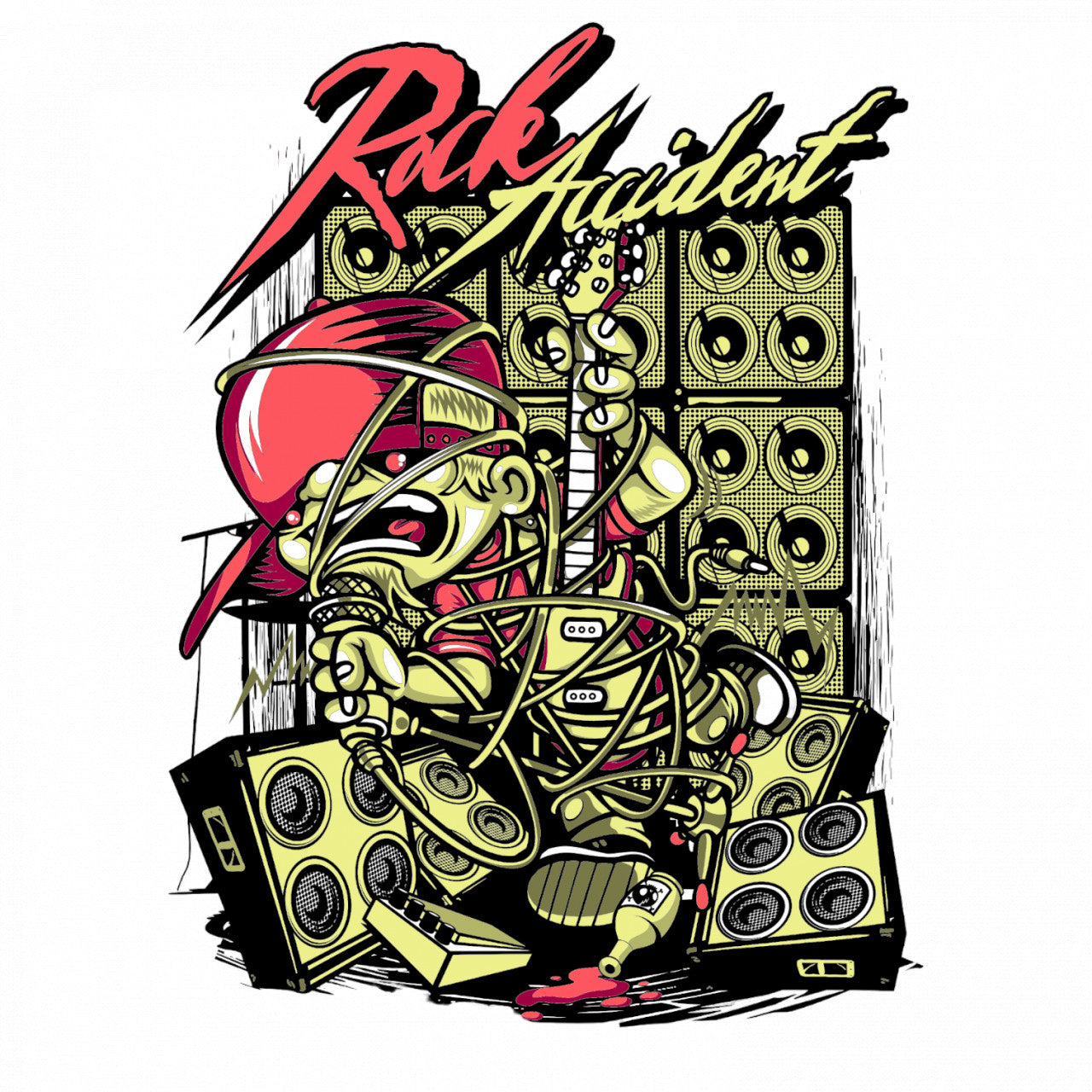 Set 5 bucati, Sticker decorativ, Accident Rock, Rezistent la apa, NO7905, 6 cm, Multicolor