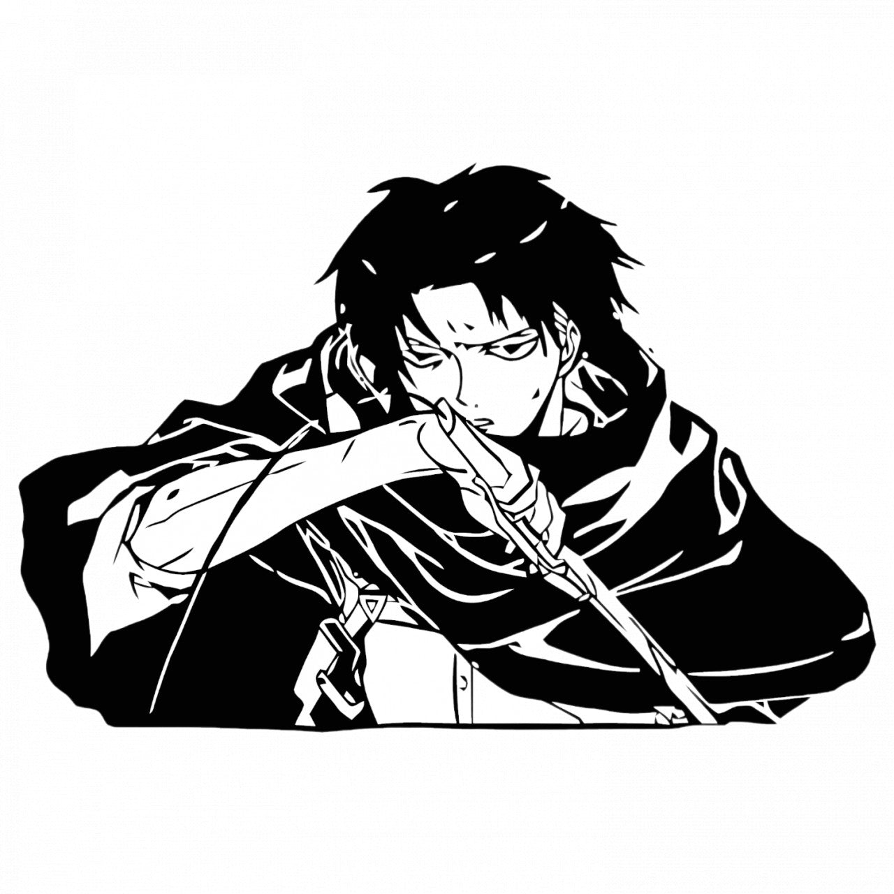 Set 5 bucati, Sticker decorativ, Attack on titan Captain Levi Anime, Rezistent la apa, NO8001, 6 cm, Multicolor