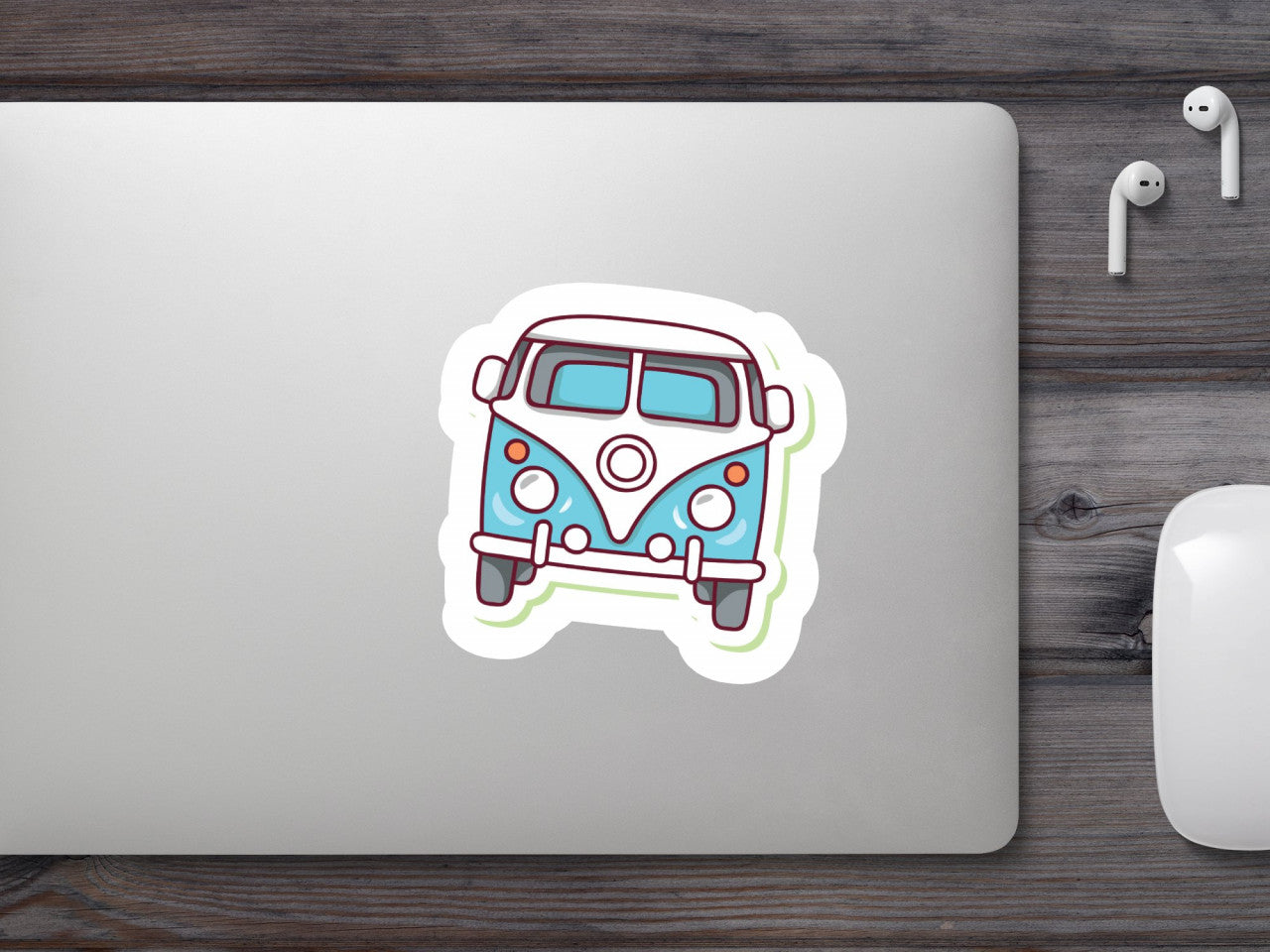 Set 5 bucati, Sticker decorativ, Autobuz desen animat, Rezistent la apa, NO8027, 6 cm, Multicolor