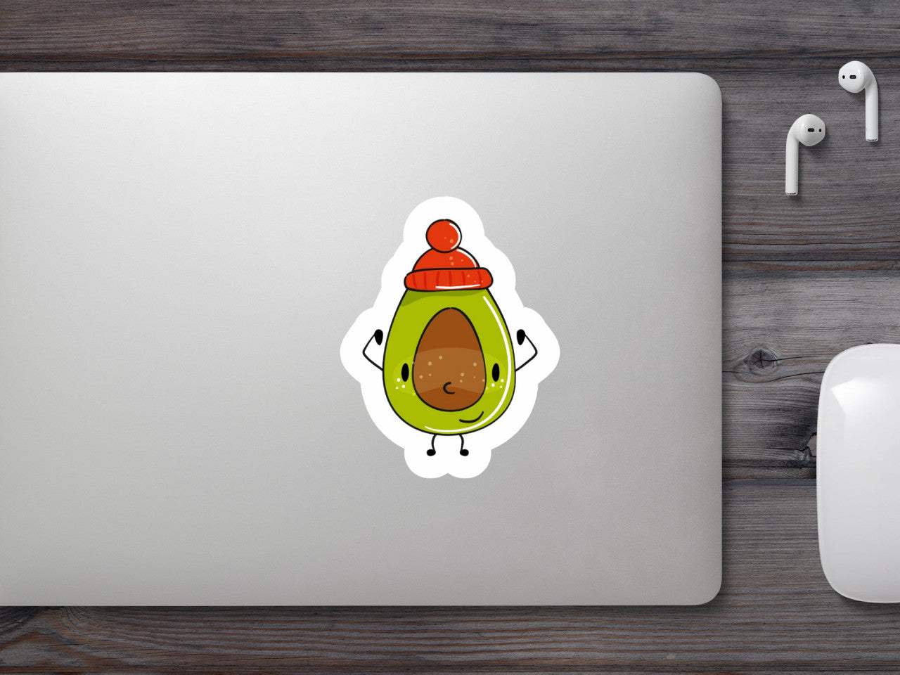 Set 5 bucati, Sticker decorativ, Avocado cu caciulita, Rezistent la apa, NO8032, 6 cm, Multicolor