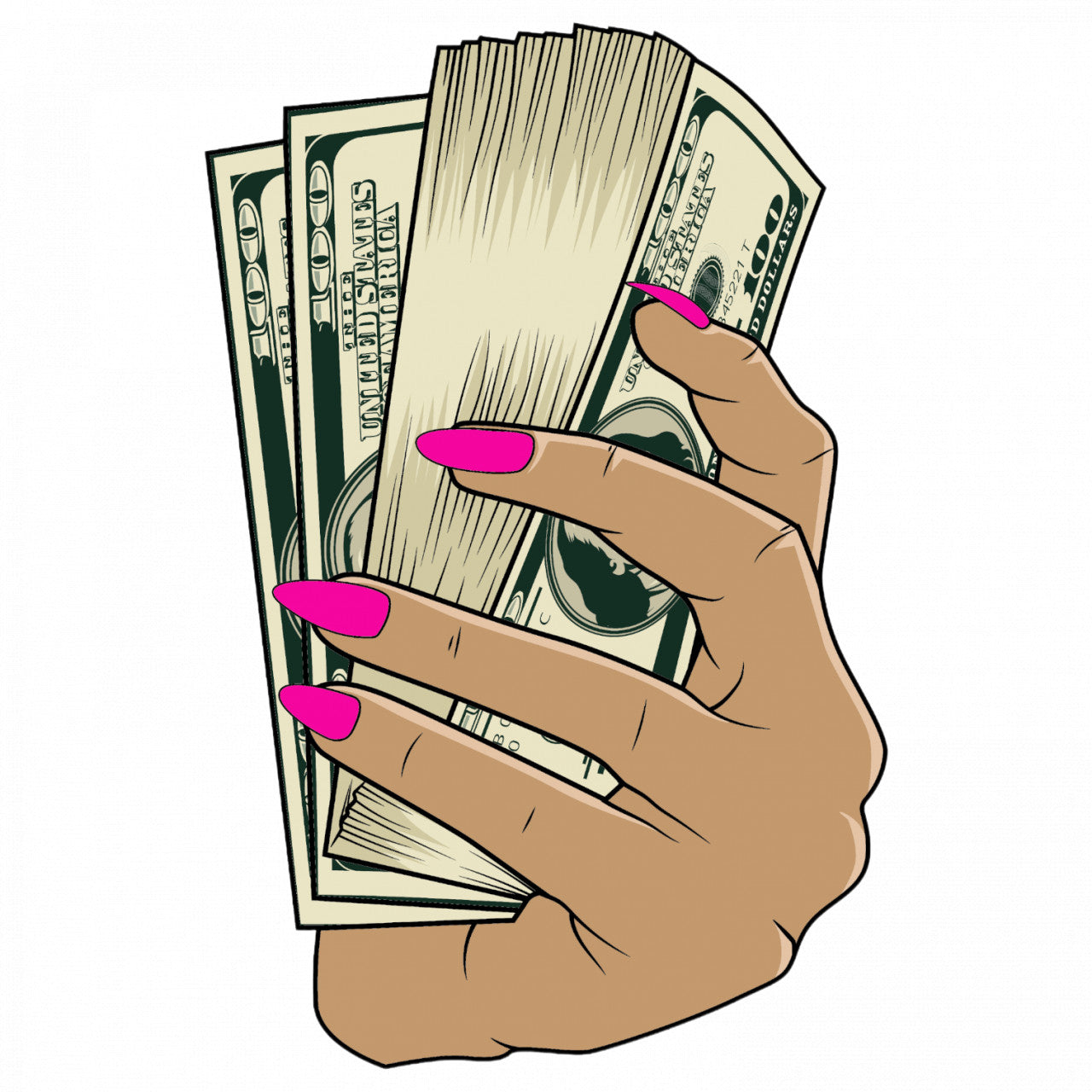 Set 5 bucati, Sticker decorativ, Bani in mana de femeie, Rezistent la apa, NO8063, 6 cm, Multicolor