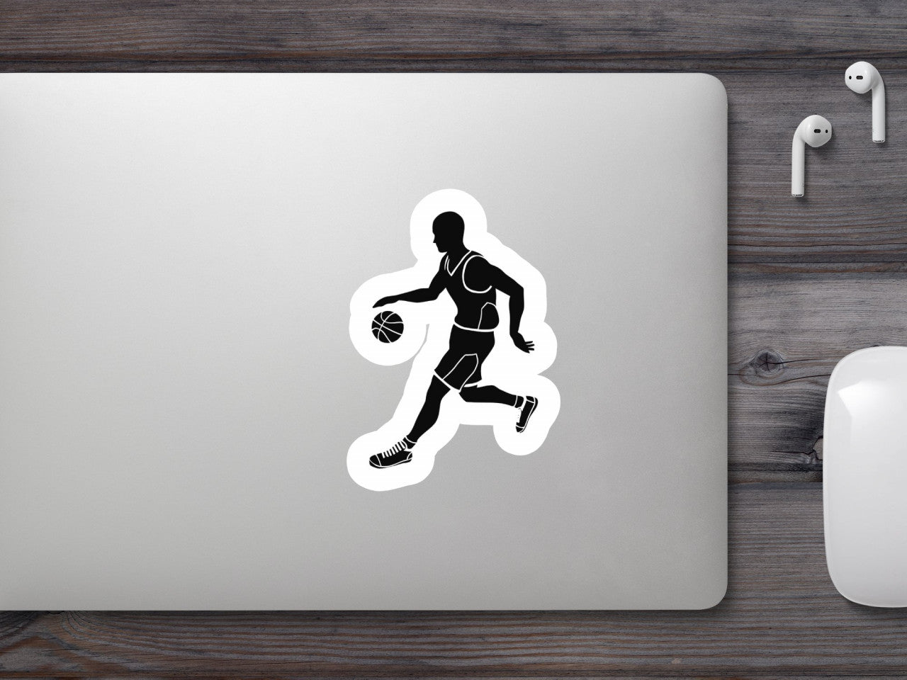 Set 5 bucati, Sticker decorativ, Basketball cu minge, Rezistent la apa, NO8068, 6 cm, Multicolor