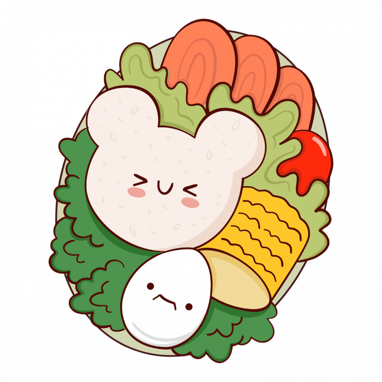 Set 5 bucati, Sticker decorativ, Bento mancare ursulet, Rezistent la apa, NO8510, 6 cm, Multicolor