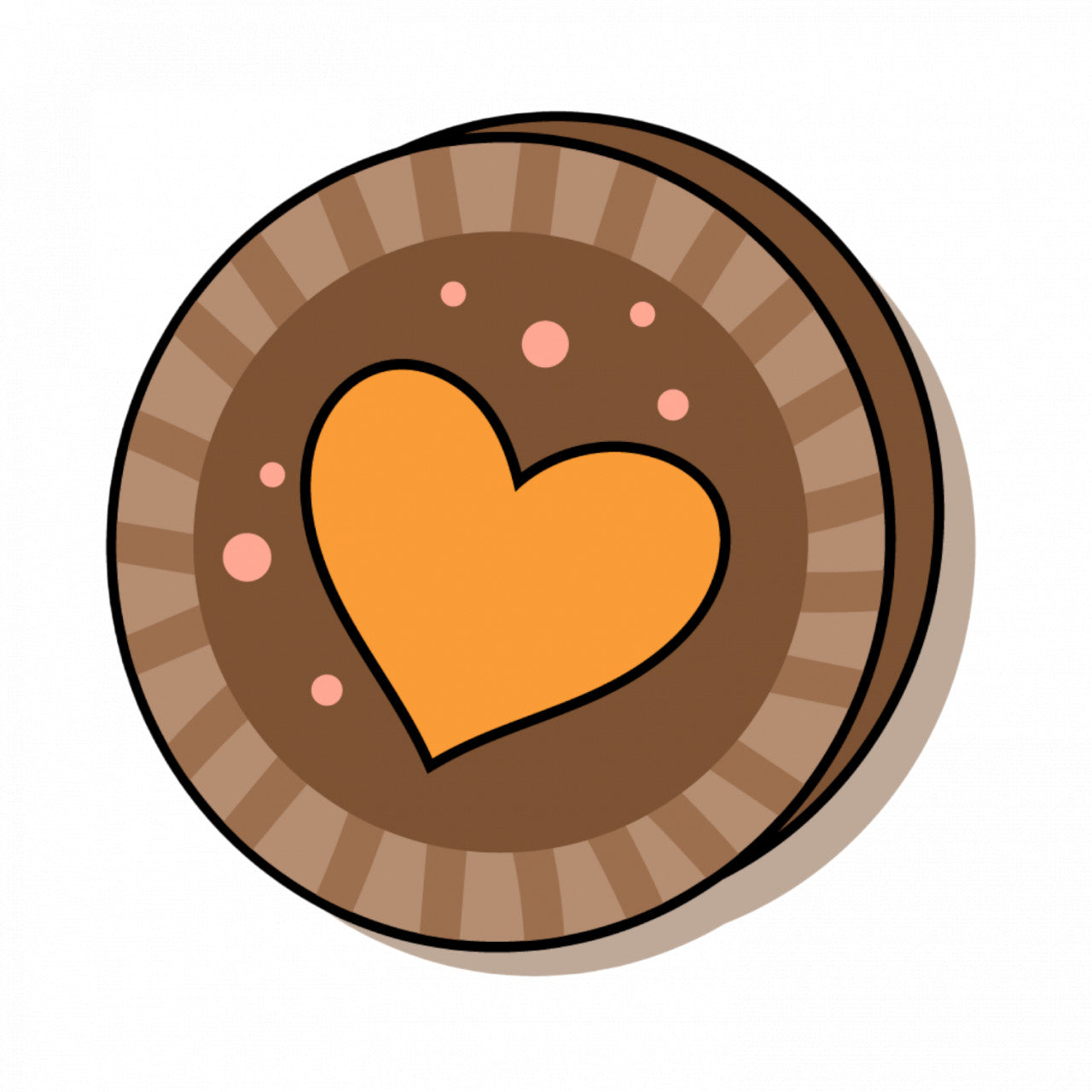 Set 5 bucati, Sticker decorativ, Biscuit cu inima, Rezistent la apa, NO8543, 6 cm, Multicolor