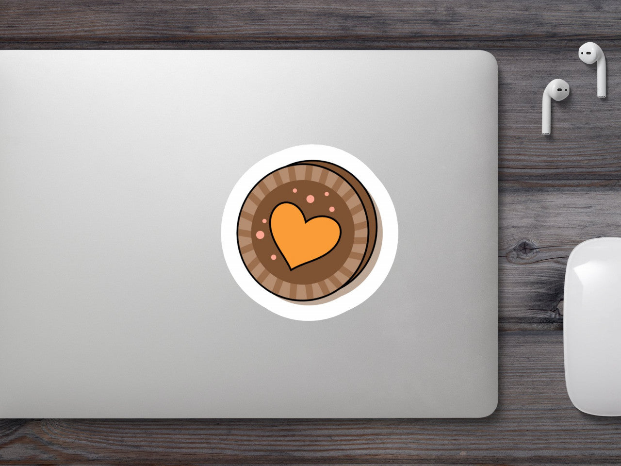 Set 5 bucati, Sticker decorativ, Biscuit cu inima, Rezistent la apa, NO8543, 6 cm, Multicolor